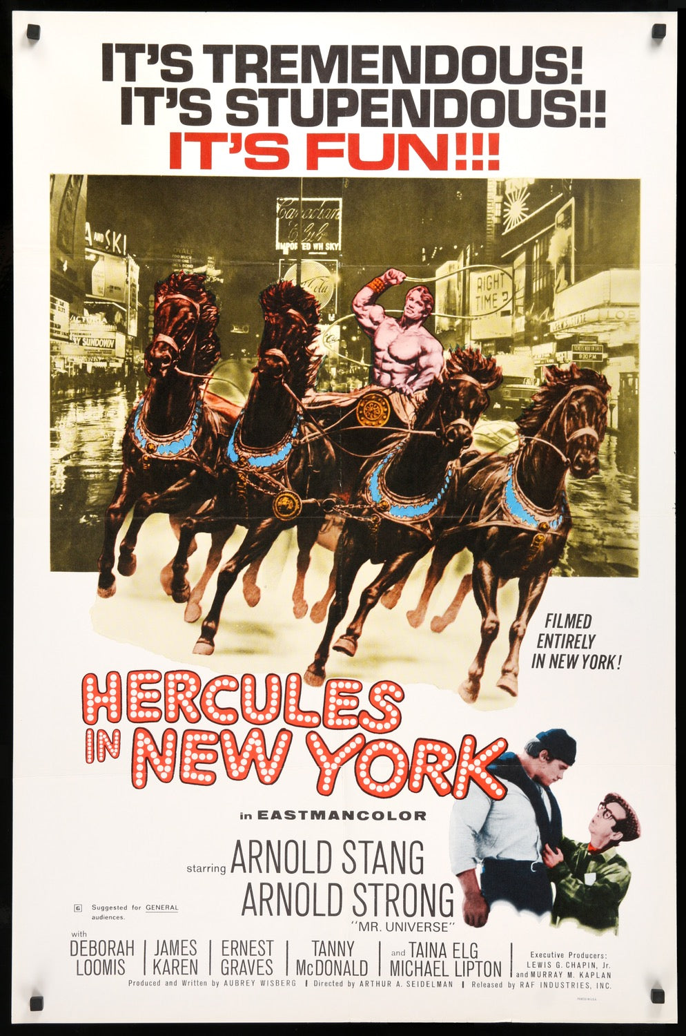 Hercules in New York (1970) original movie poster for sale at Original Film Art - Vintage Movie Posters