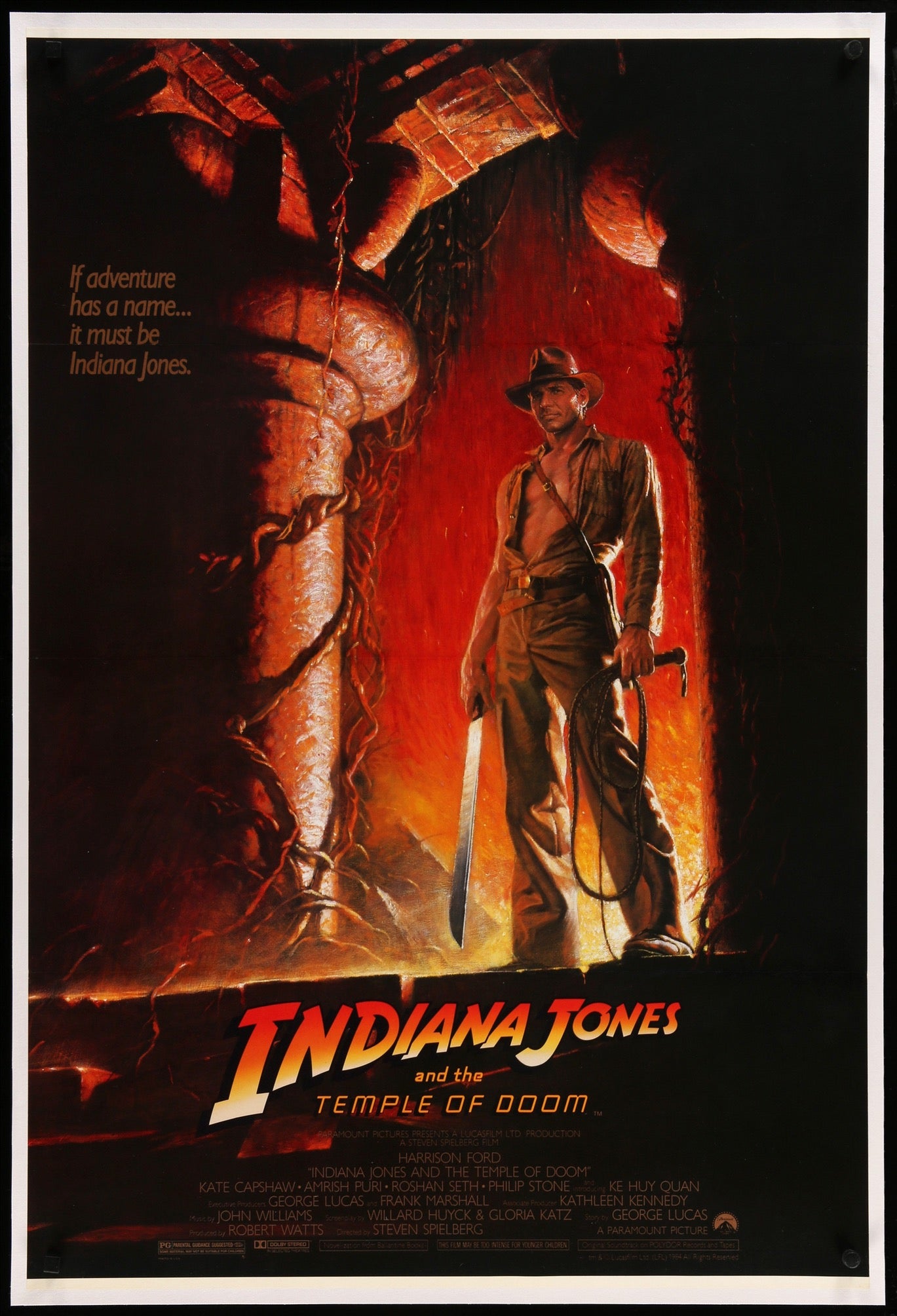 Indiana Jones and the Temple of Doom (1984) original movie poster for sale at Original Film Art - Vintage Movie Posters