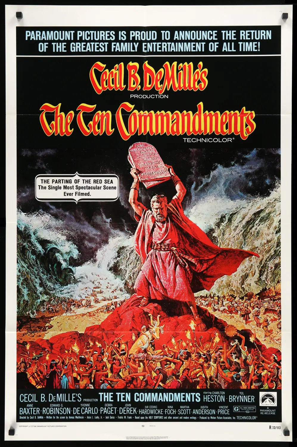 The Ten Commandments (1956) Original R72 One-Sheet Movie Poster ...