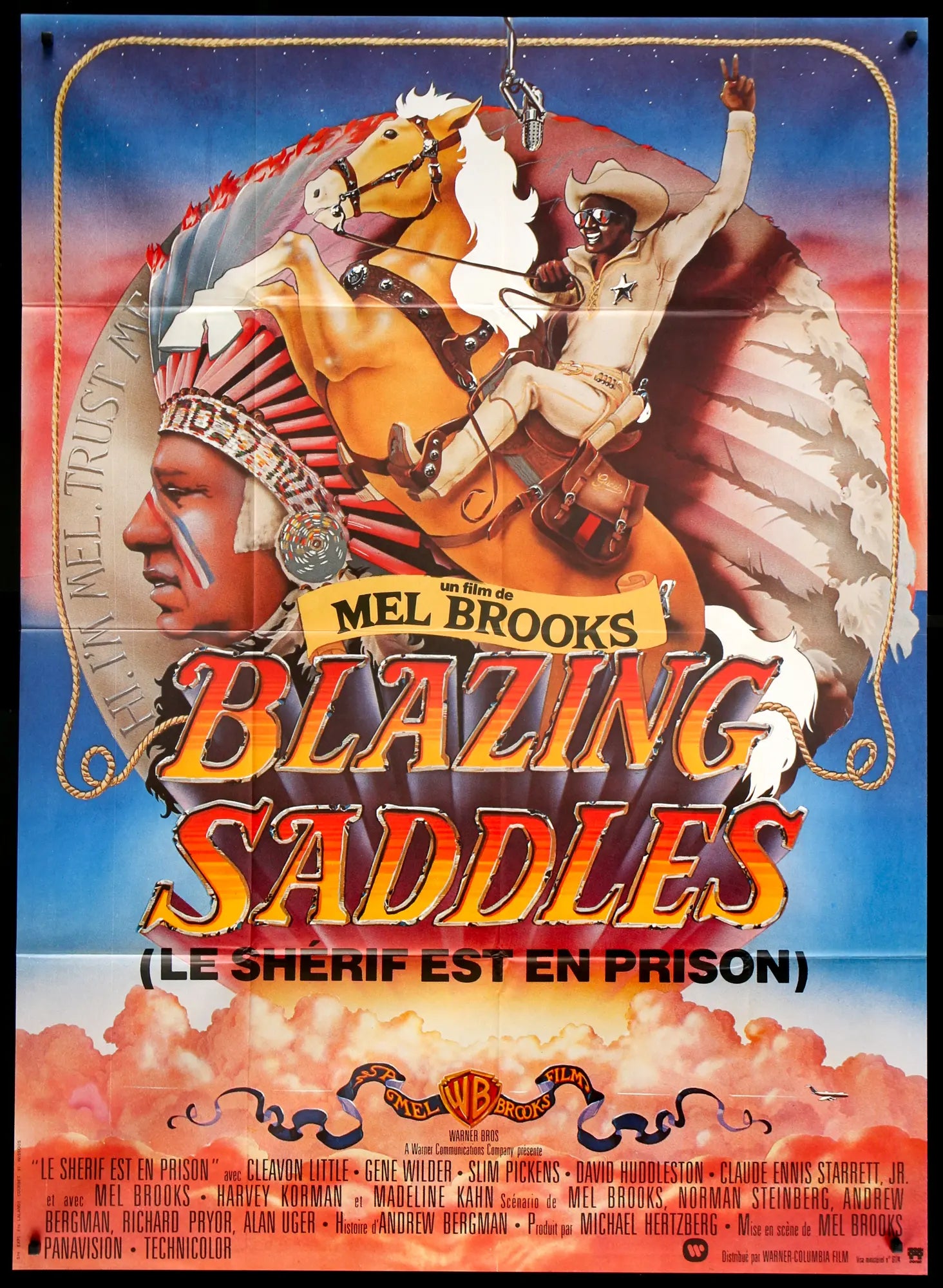 Blazing Saddles (1974) Original French Grande Movie Poster