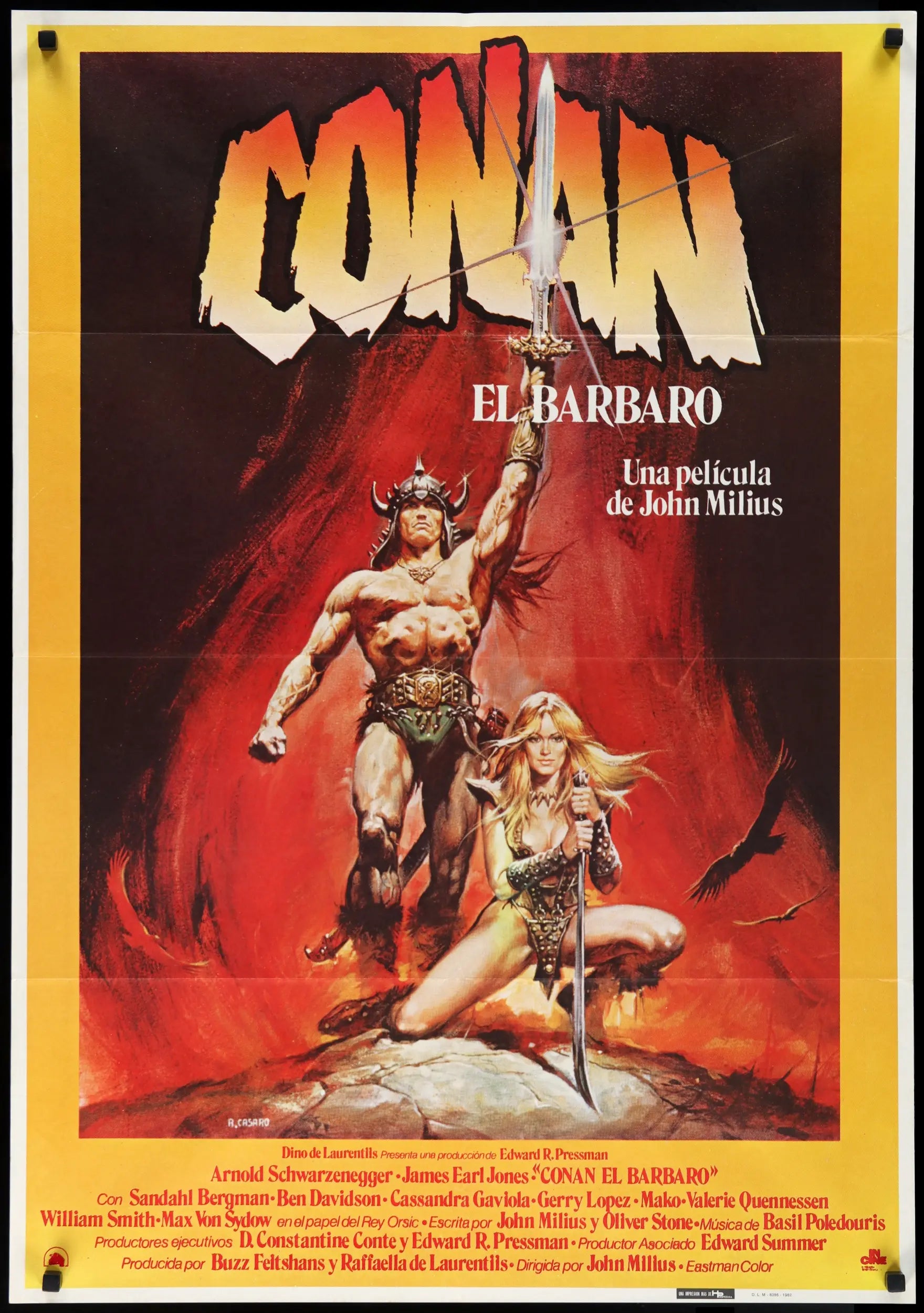 Quadro Conan Il Barbaro - Graffiti Fatto A Mano Su Carta Da Acquerello - Opera D'Arte Originale Firmata Moreno Mata - Regalo Originale Per Uomo E Donna