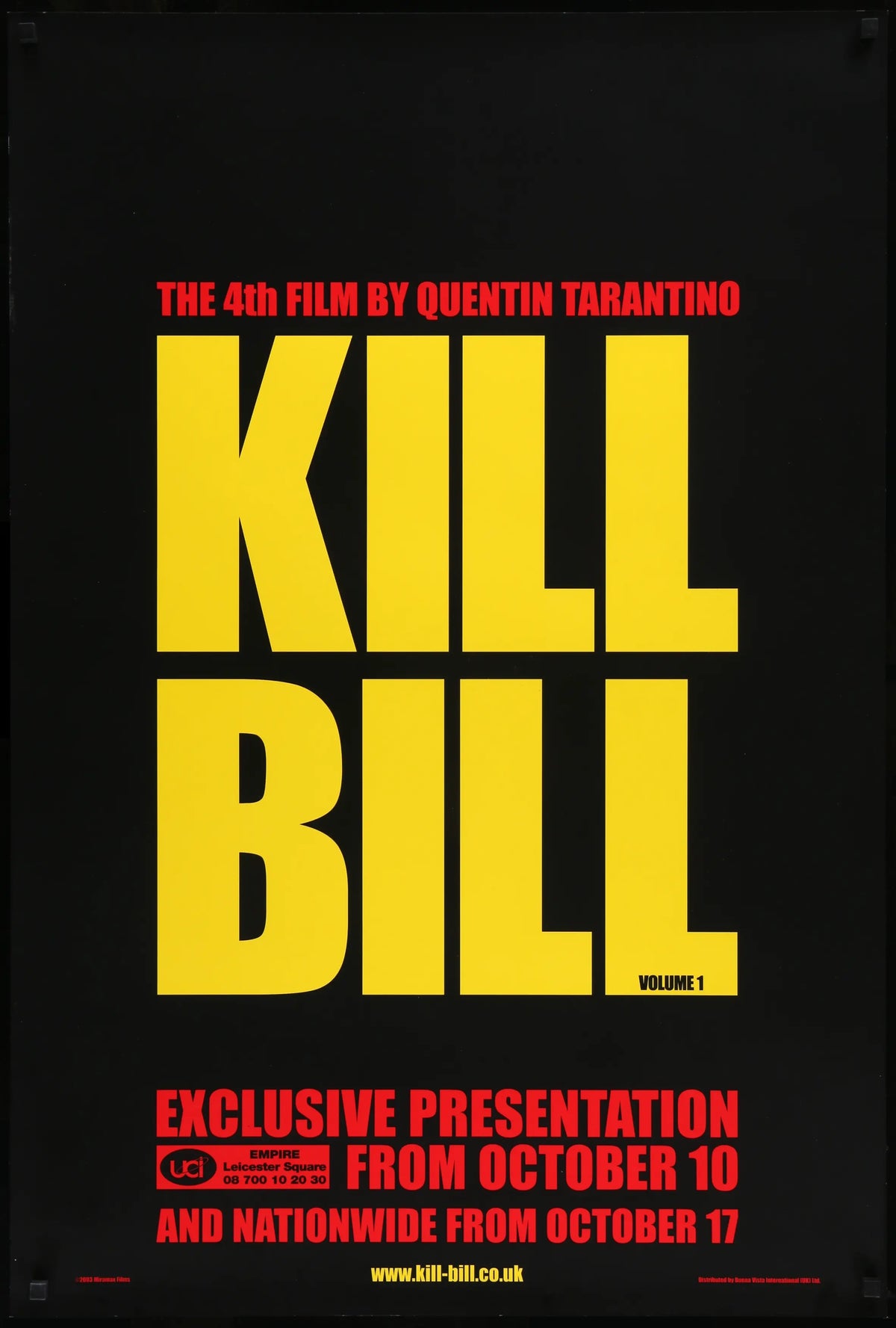 Kill Bill: Vol. 1 (2003) original movie poster for sale at Original Film Art - Vintage Movie Posters