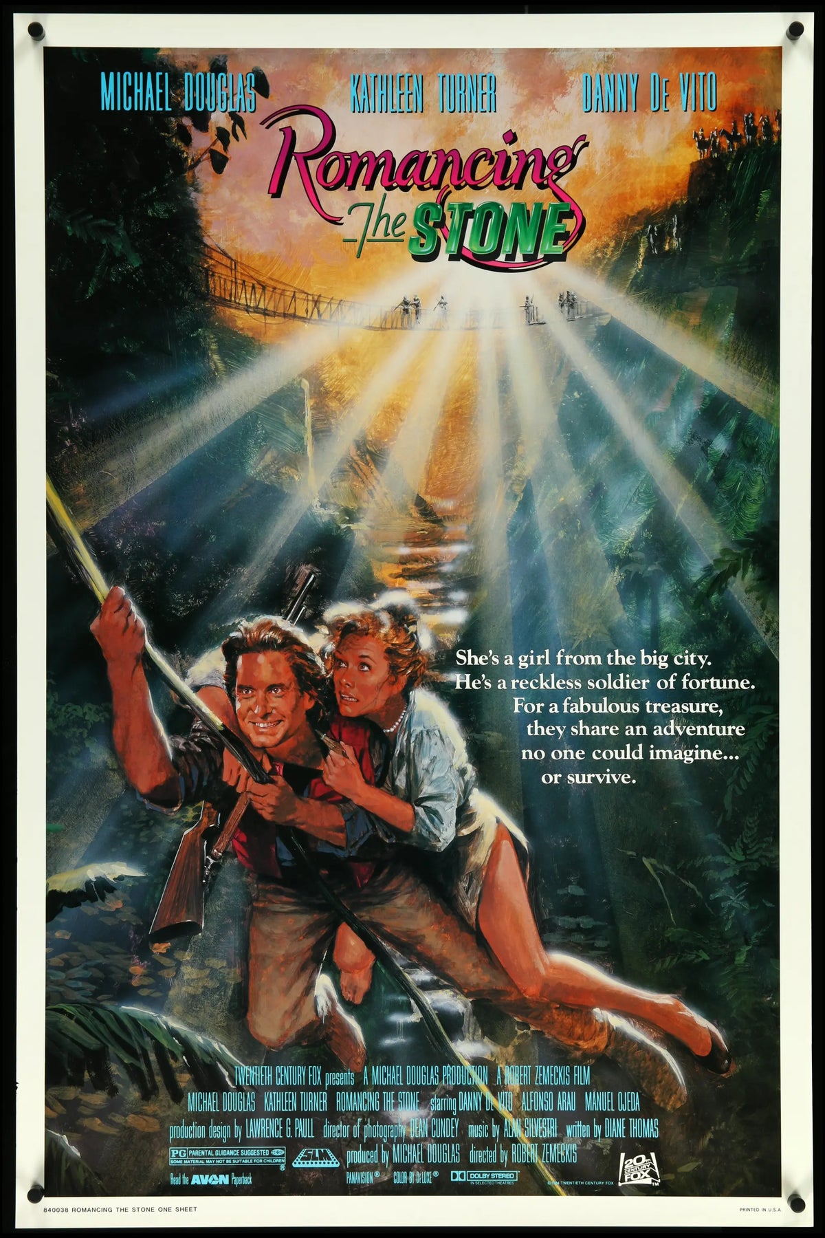 Romancing the Stone (1984) original movie poster for sale at Original Film Art - Vintage Movie Posters