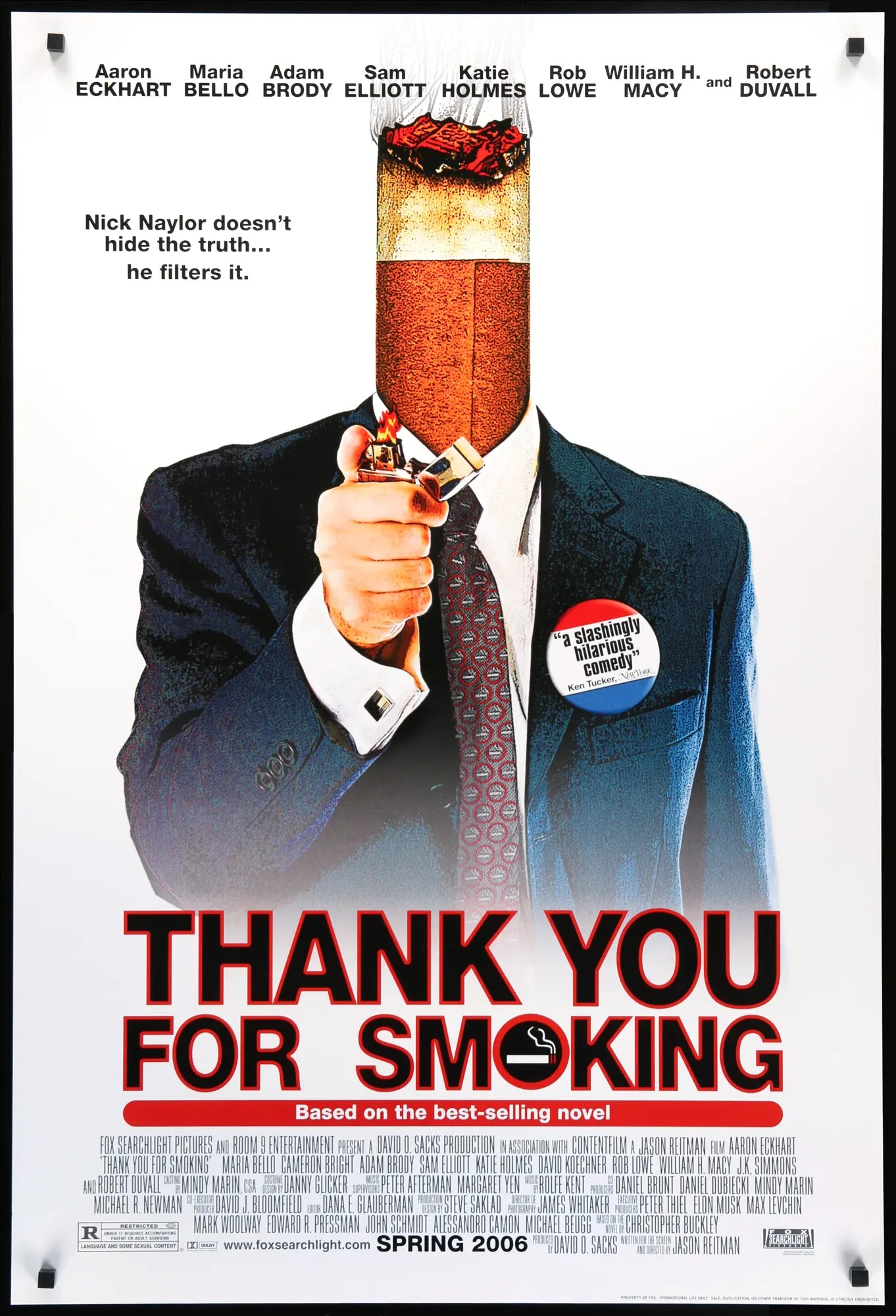 Thank You for Smoking 2006 Original One Sheet Movie Poster Original Film Art Vintage Movie Posters
