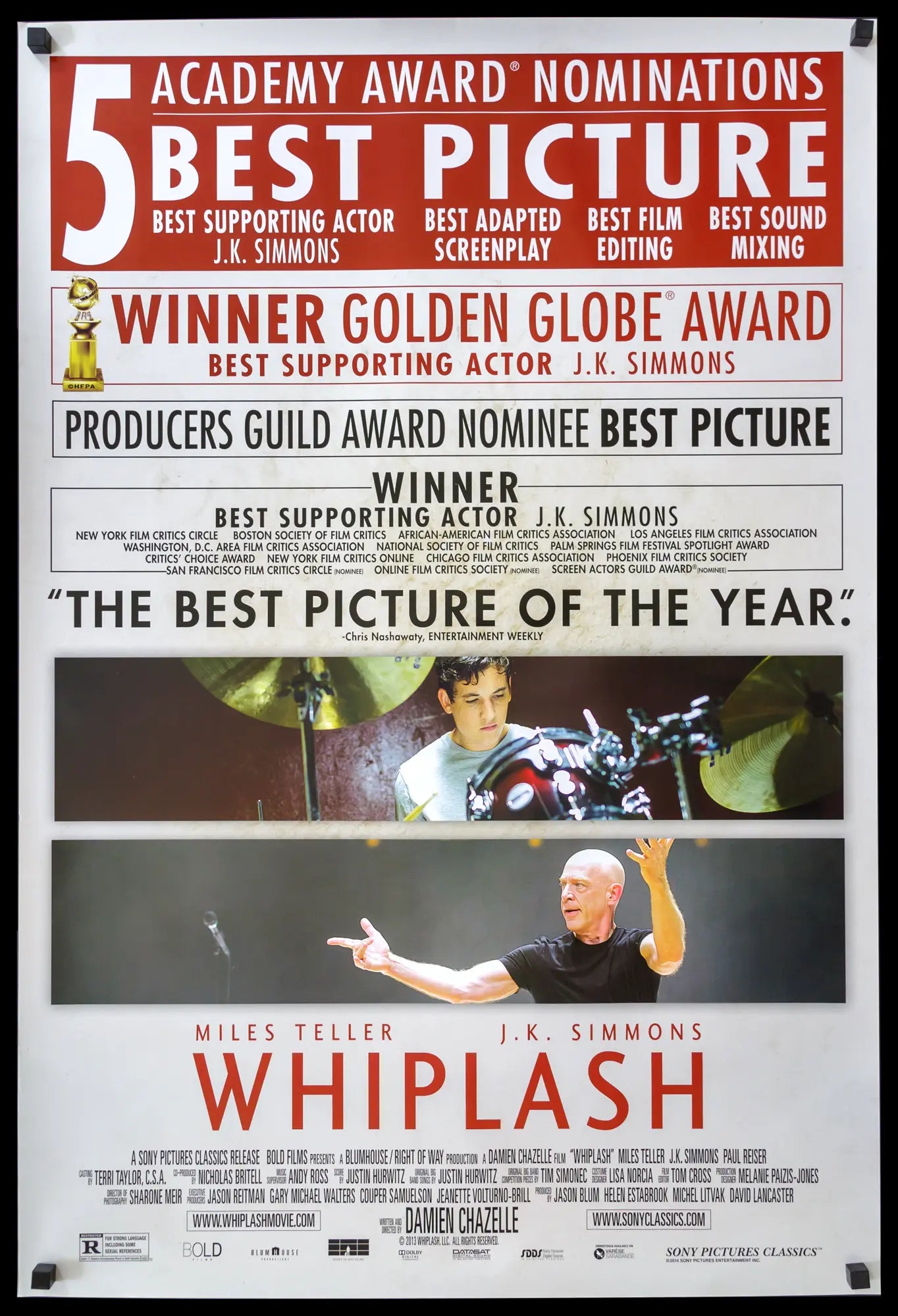 Whiplash 2014 Original One Sheet Movie Poster Original Film