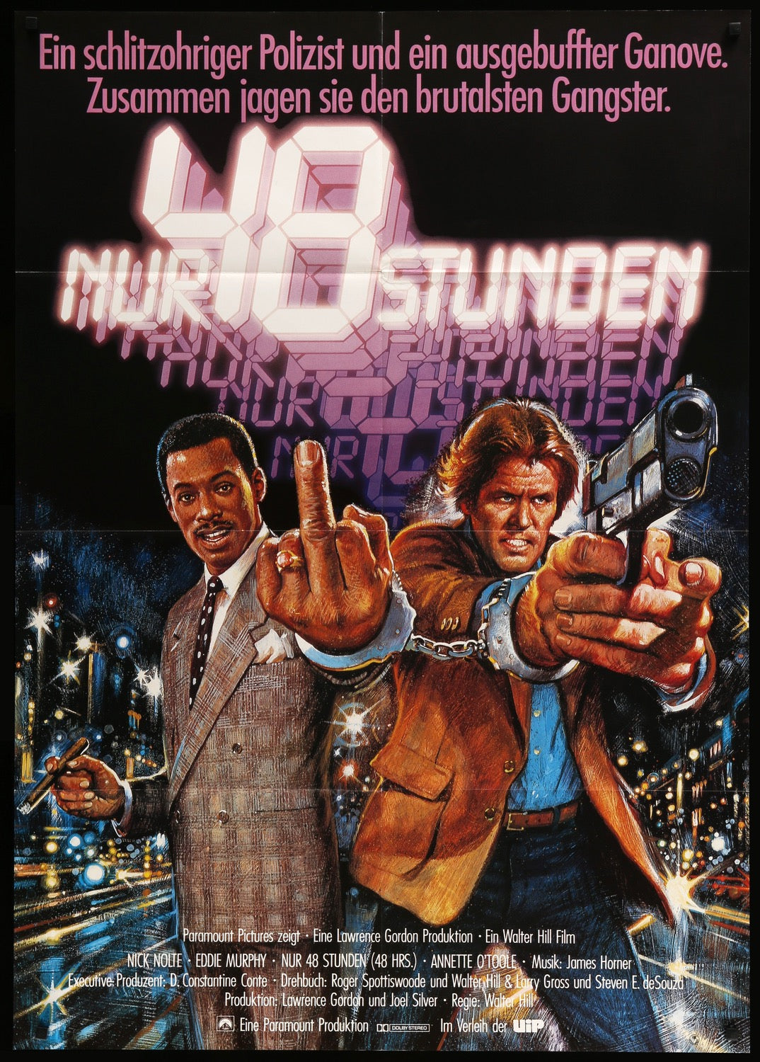 48 Hrs. (1982) Original German A0 Movie Poster - Original Film Art -  Vintage Movie Posters