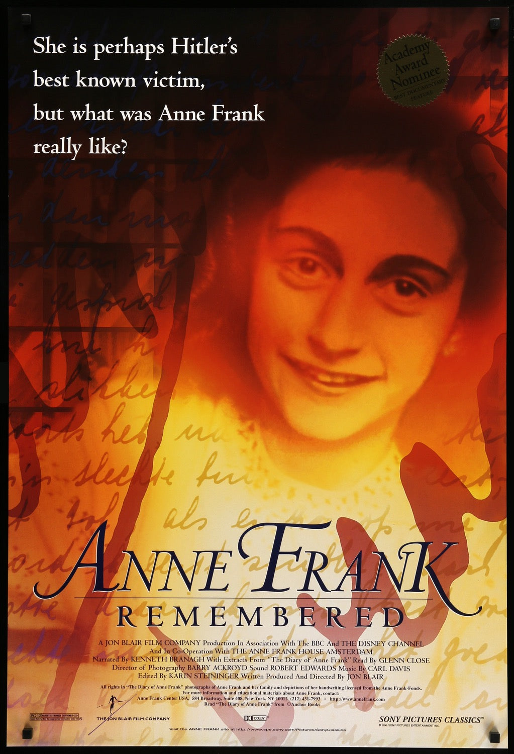 Anne Frank Remembered (1995) original movie poster for sale at Original Film Art