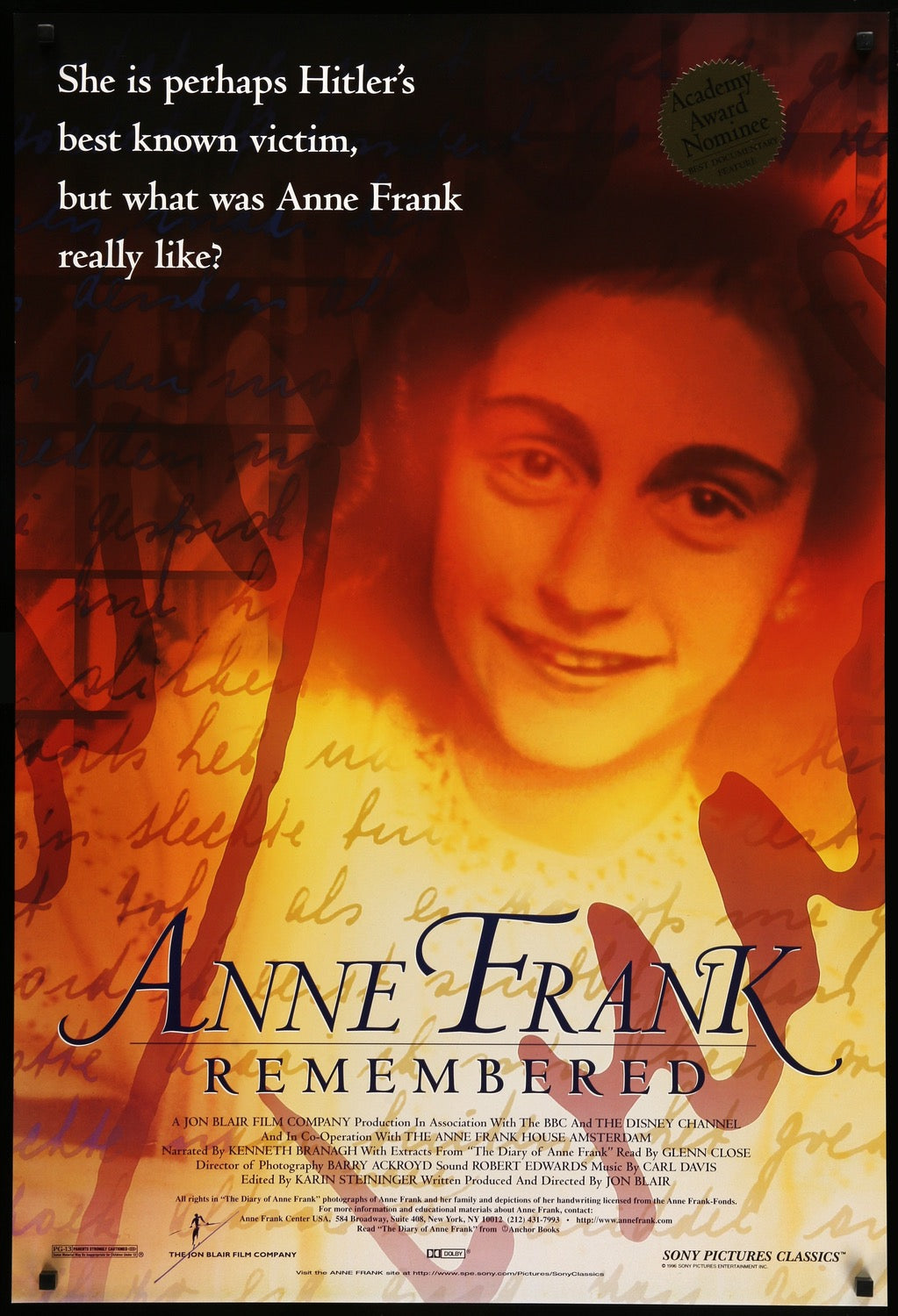 Anne Frank Remembered (1995) original movie poster for sale at Original Film Art - Vintage Movie Posters
