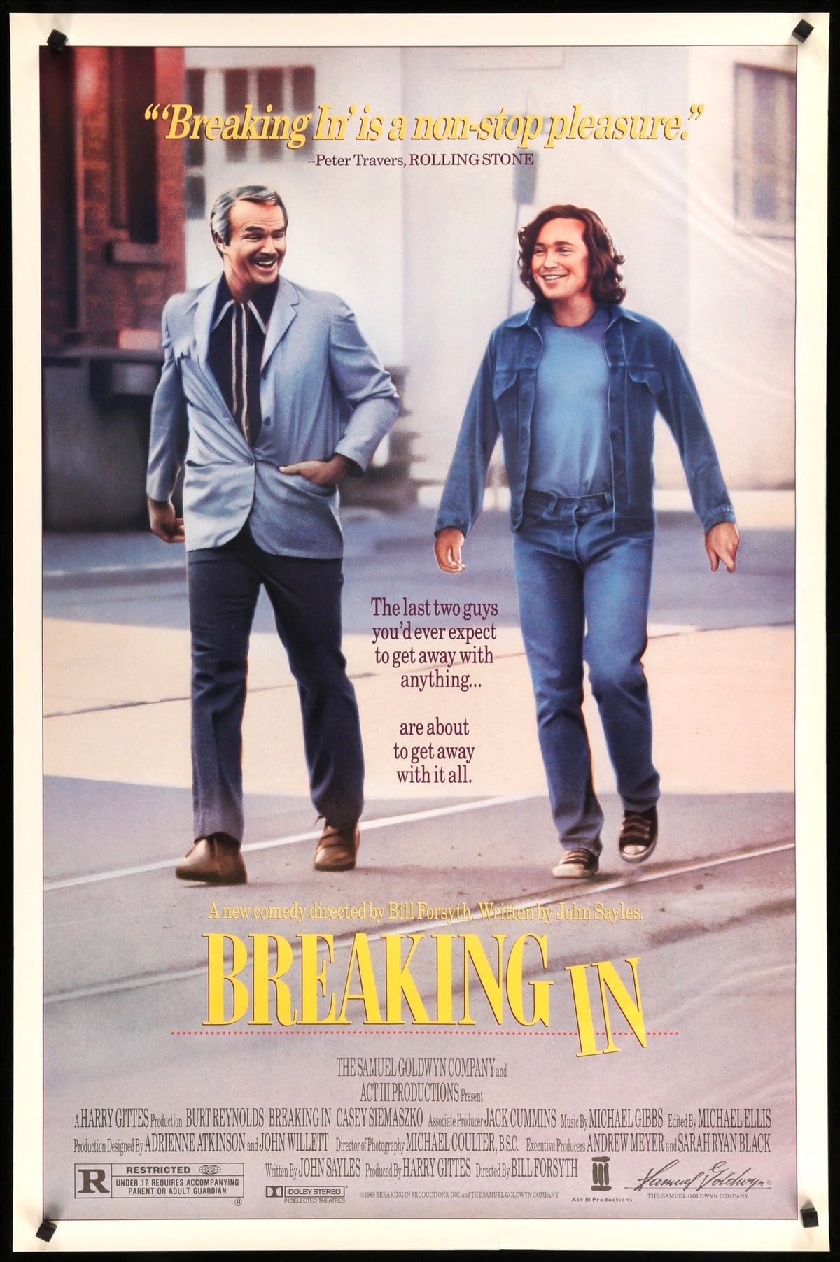 Breaking In (1989) original movie poster for sale at Original Film Art - Vintage Movie Posters