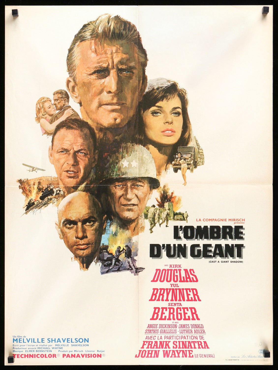 Cast a Giant Shadow (1966) 原版法国电影海报- Original Film Art - Vintage Movie  Posters, image size:1130x1500