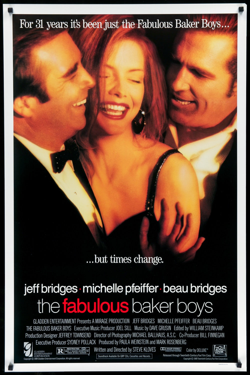 Fabulous Baker Boys (1989) original movie poster for sale at Original Film Art - Vintage Movie Posters