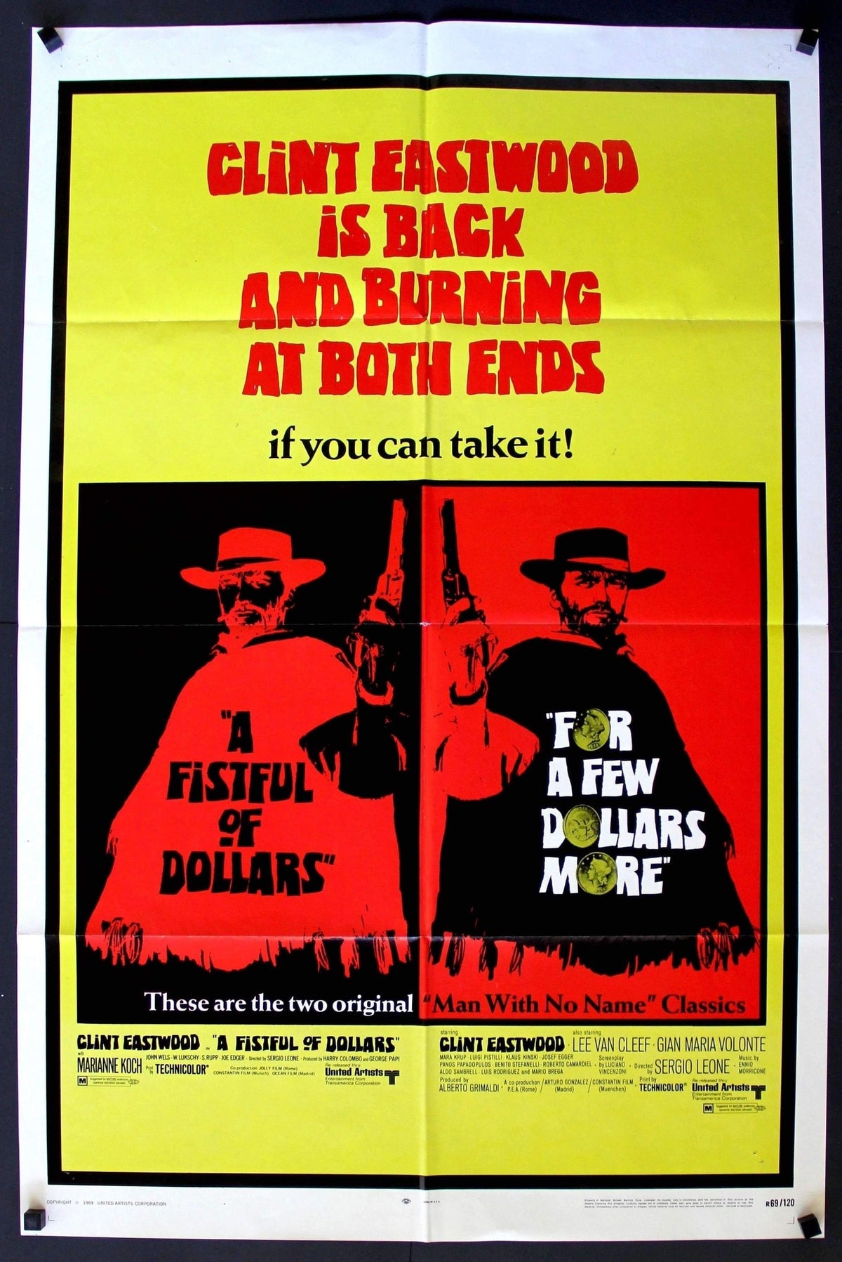Fistful of Dollars (1964) / For a Few Dollars More (1965) original movie poster for sale at Original Film Art