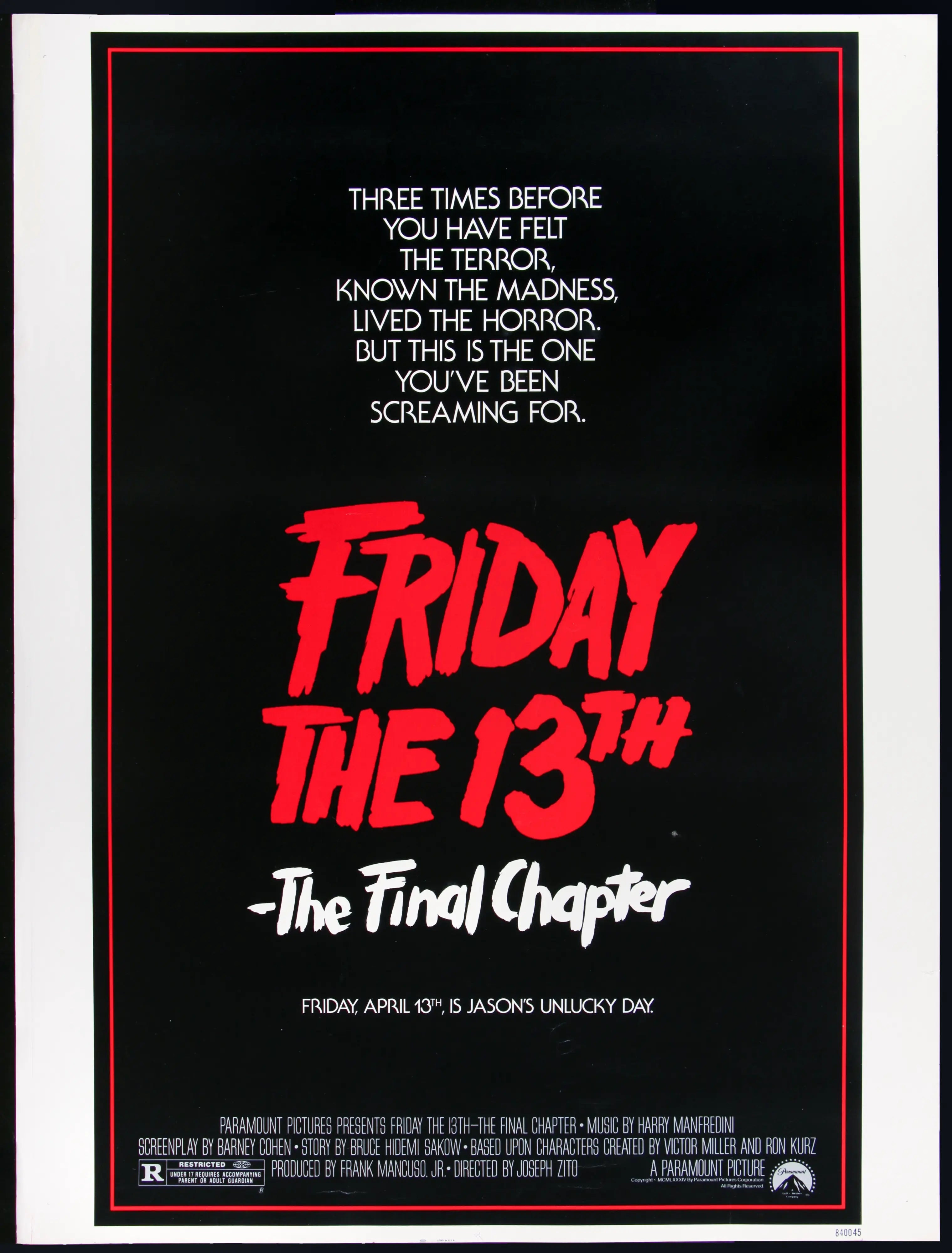 Friday the 13th: The Final Chapter (1984) Thirty by Forty Movie