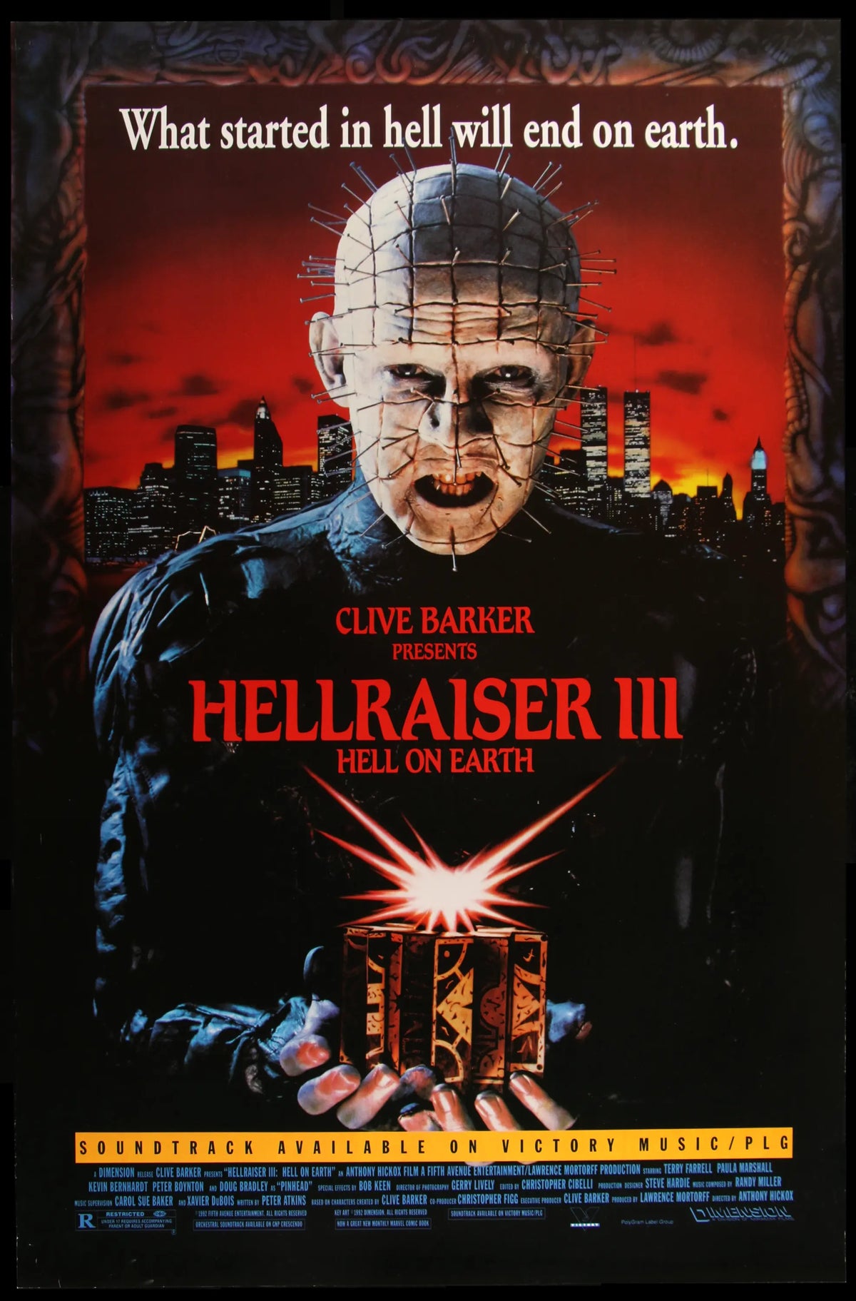Hellraiser III - Hell On Earth (1992) Original One-Sheet Movie Poster ...