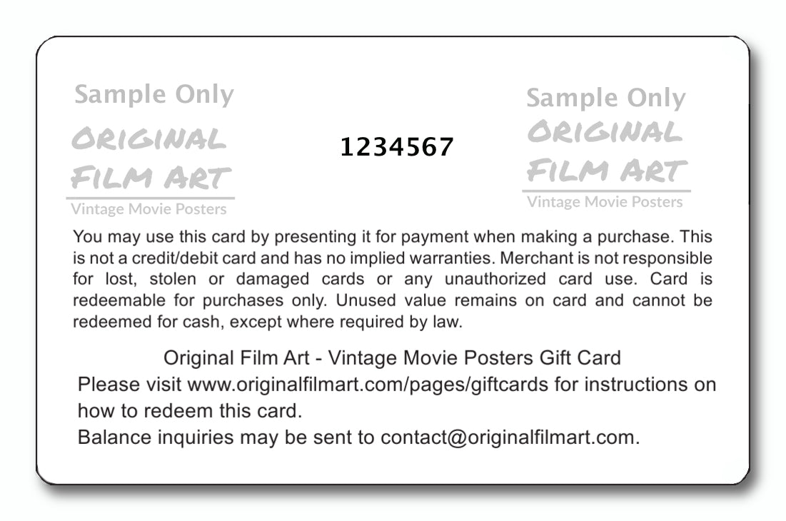 $150 Gift Card original movie poster for sale at Original Film Art - Vintage Movie Posters