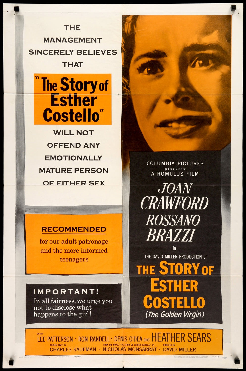 Story of Esther Costello (1957) original movie poster for sale at Original Film Art - Vintage Movie Posters
