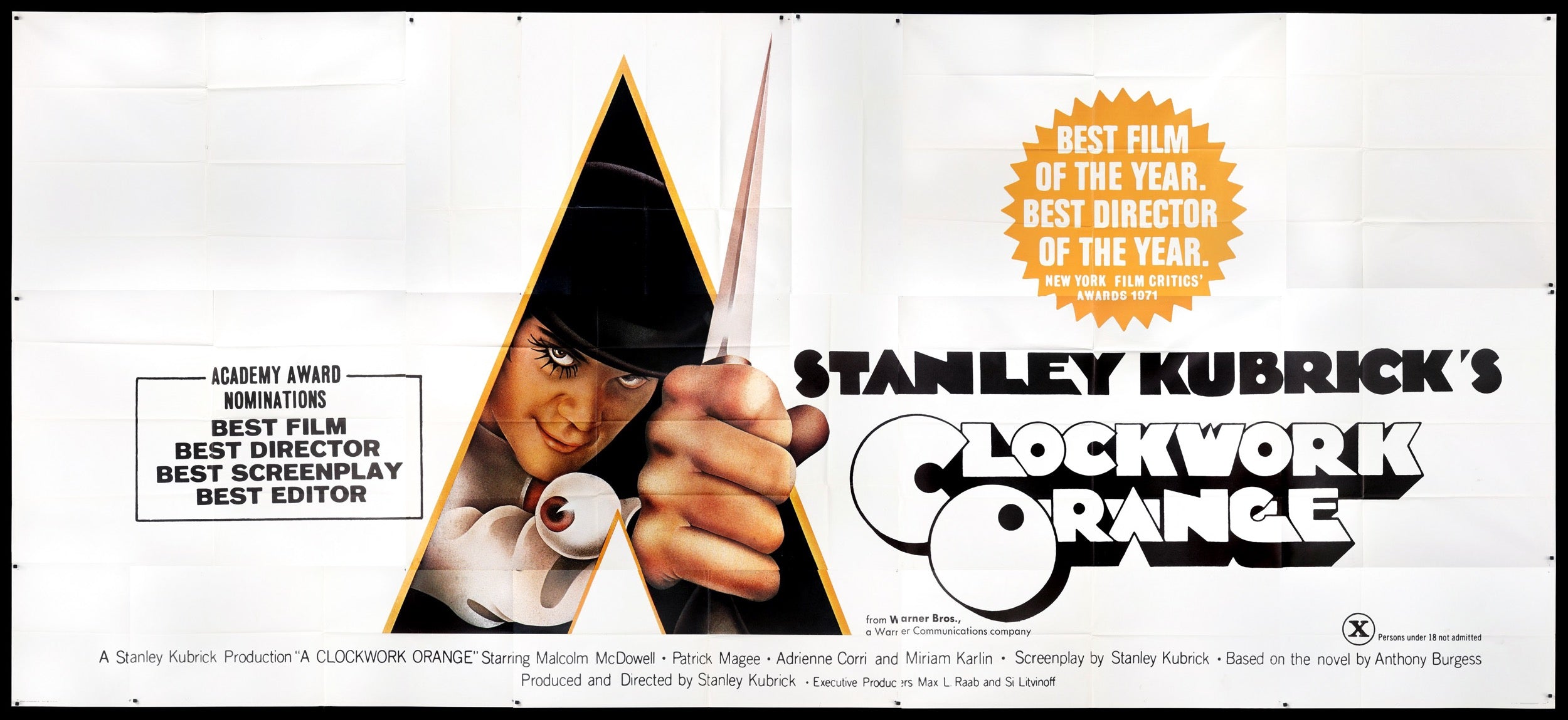 A Clockwork Orange (1972) Original 24 Sheet Billboard Movie Poster