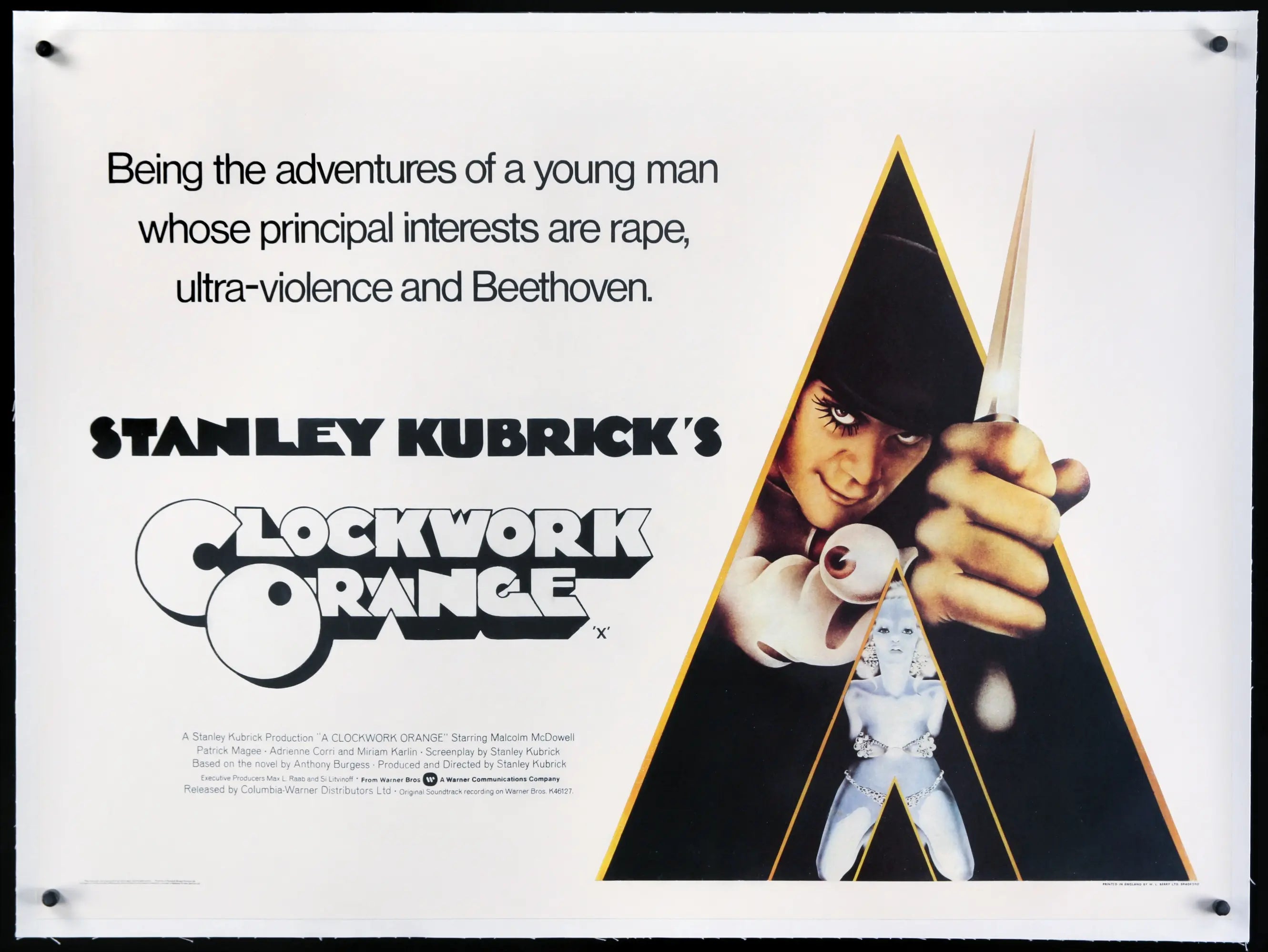 A Clockwork Orange (1972) Original British Quad Movie Poster