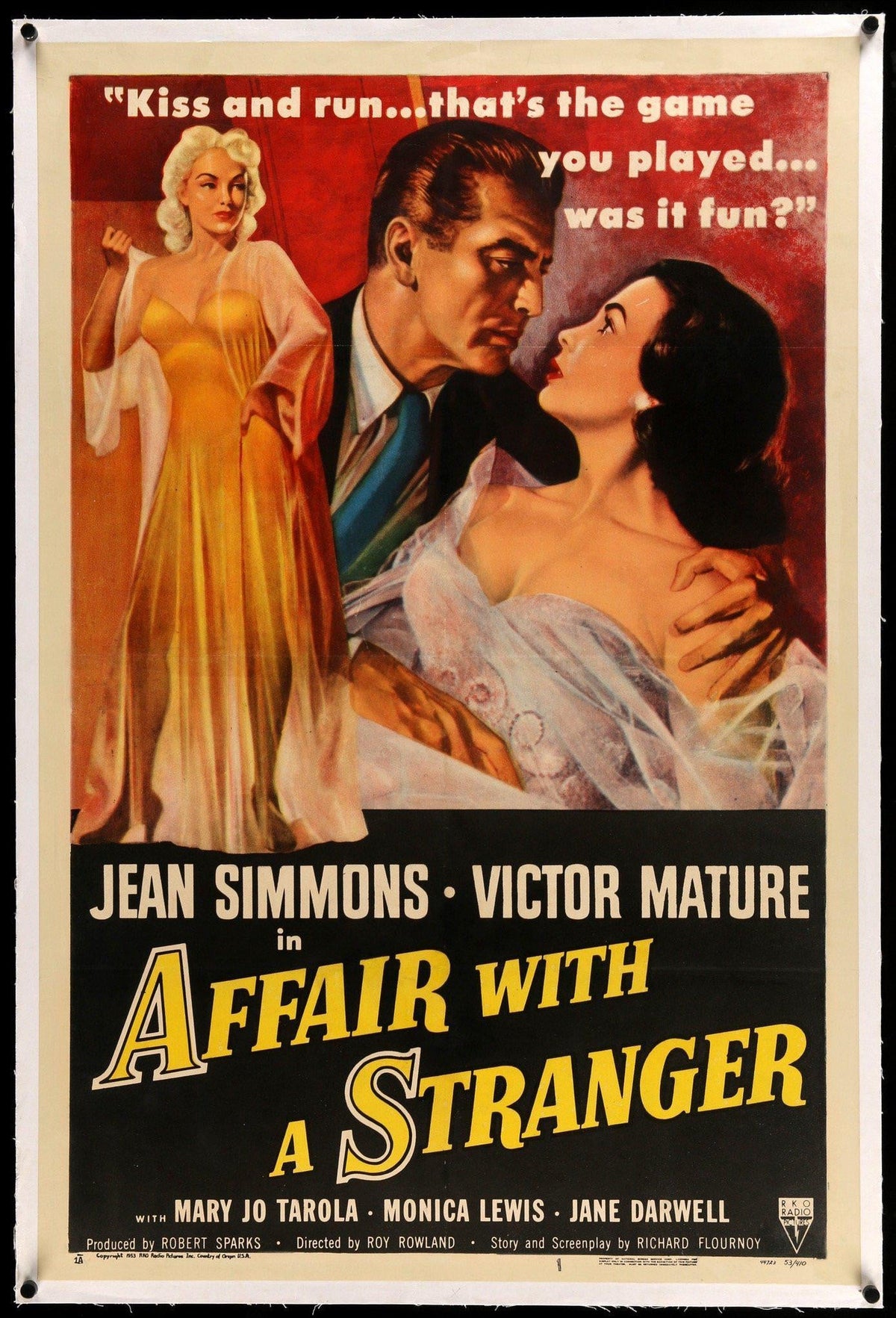Affair with a Stranger (1953) original movie poster for sale at Original Film Art