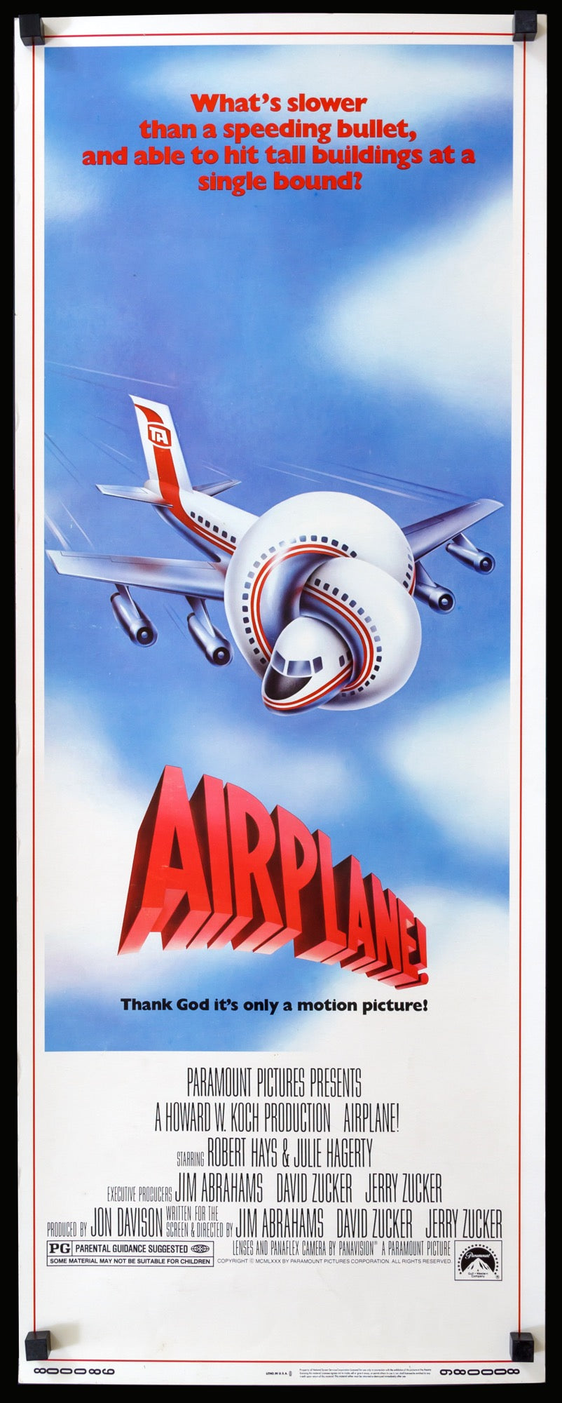 Airplane 1980 Original Insert Movie Poster Original Film Art Vintage Movie Posters