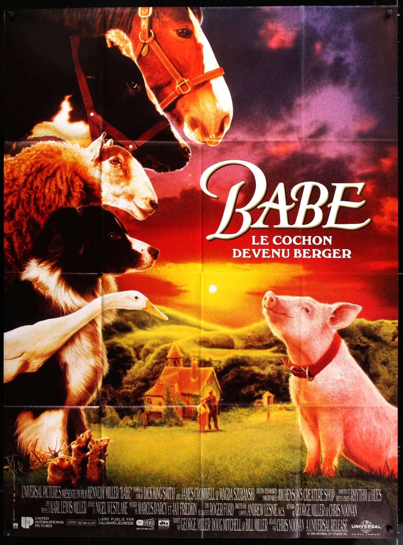 Babe (1995) Original French Grande Movie Poster - Original Film Art -  Vintage Movie Posters