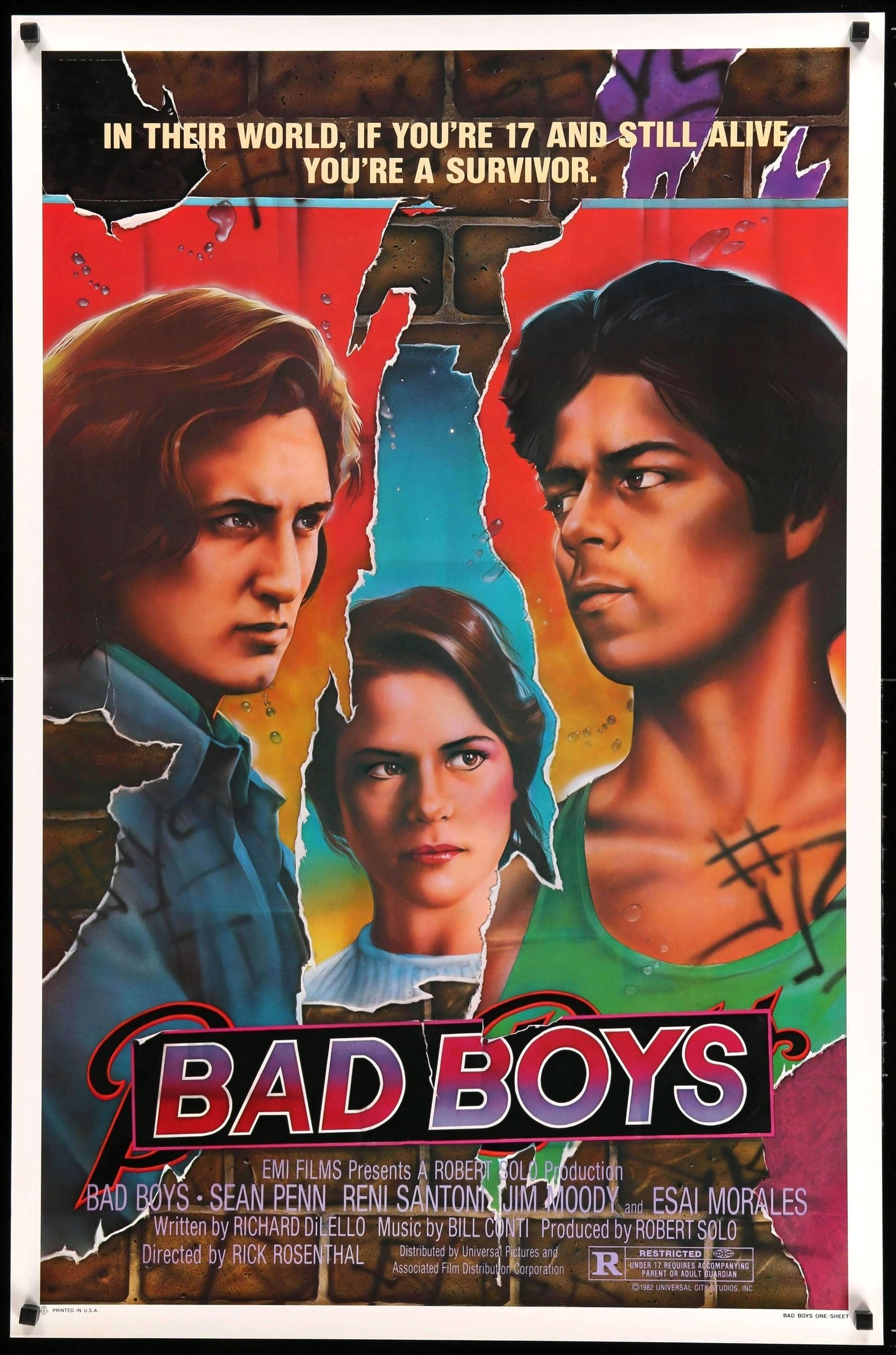 Bad Boys 1983 Original One Sheet Movie Poster 27 x 41 Original Film Art Vintage Movie Posters