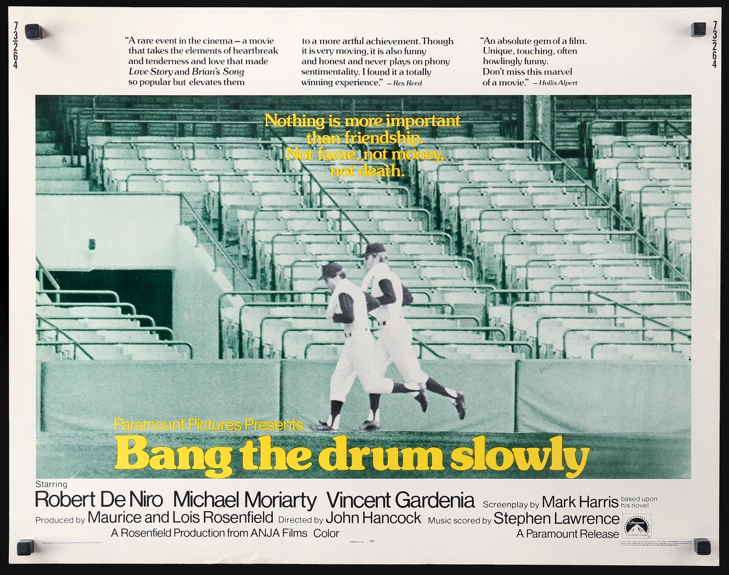 Bang the Drum Slowly (1973) Original HalfSheet Movie Poster Original