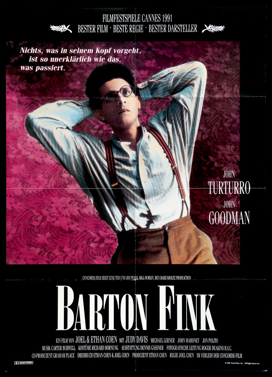 Barton Fink (1991) original movie poster for sale at Original Film Art - Vintage Movie Posters