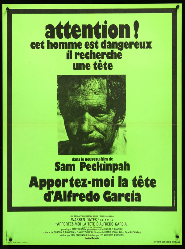 Bring Me the Head of Alfredo Garcia (1974) French Movie Poster Original Film Art Vintage