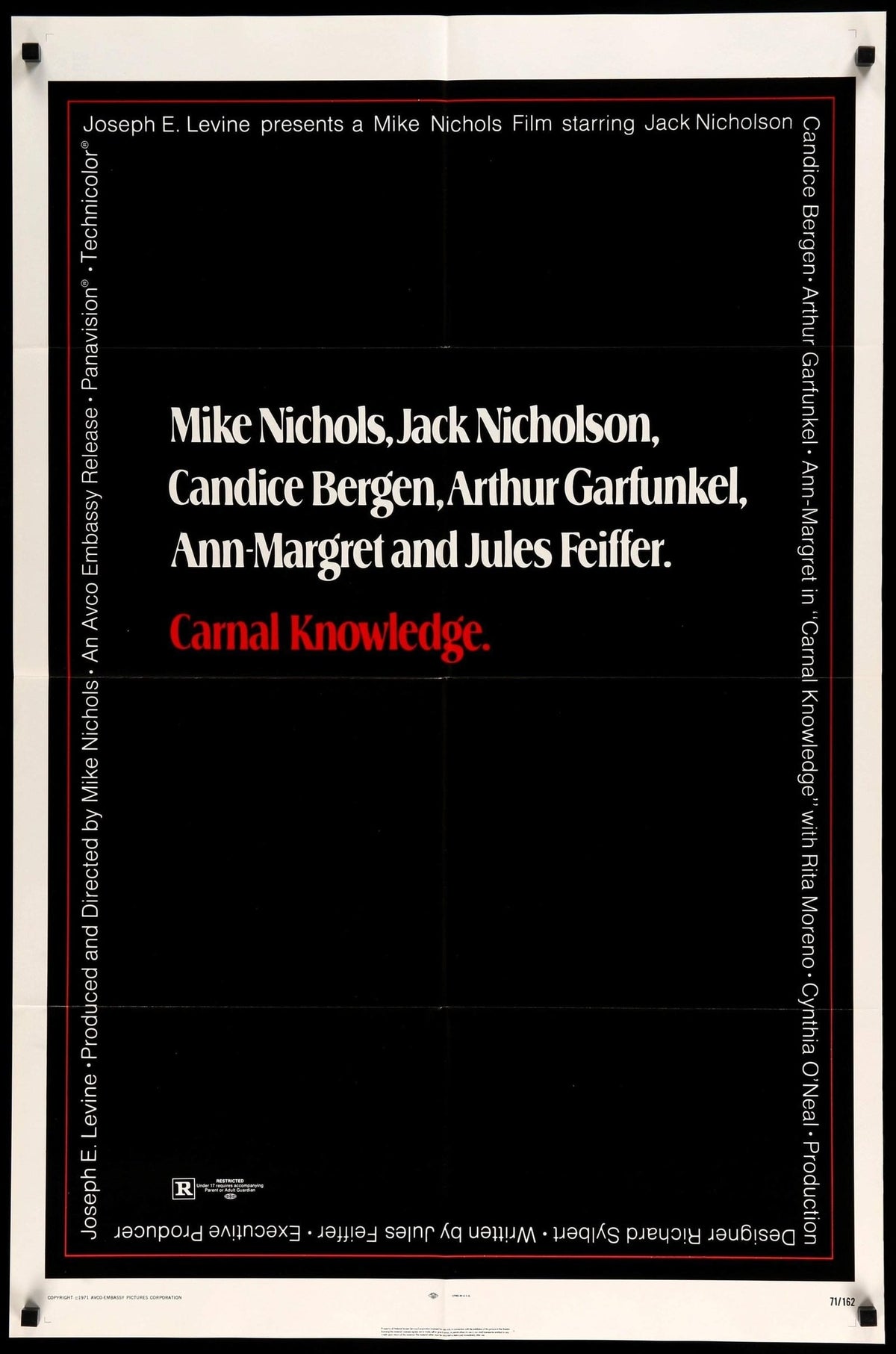 Carnal Knowledge (1971) original movie poster for sale at Original Film Art