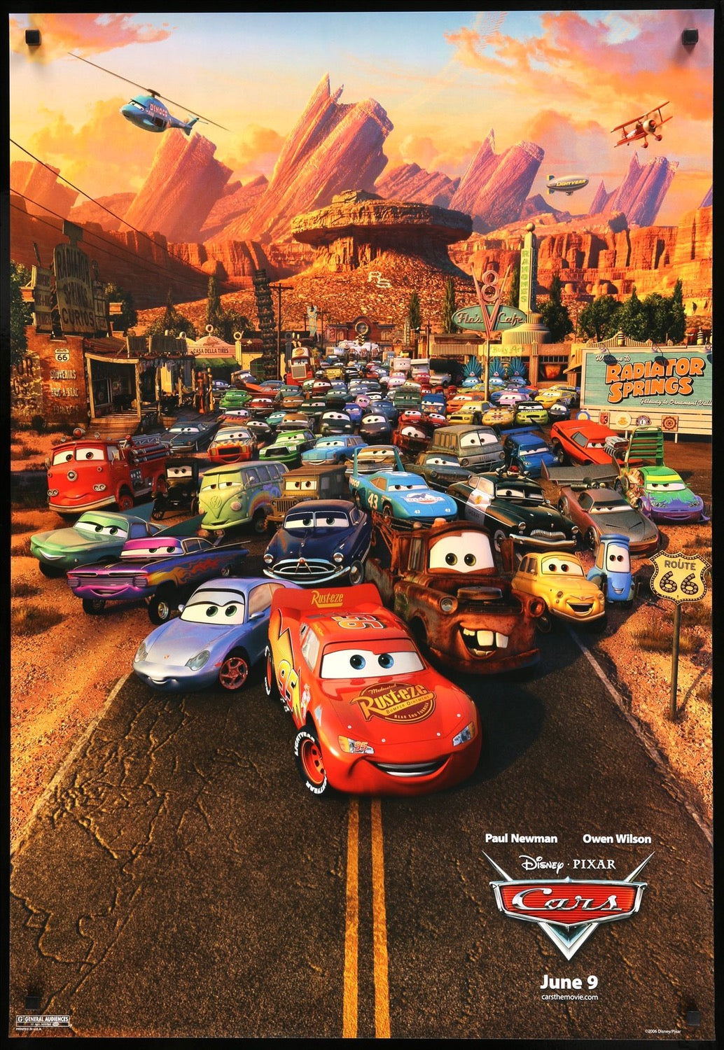 Cars (2006) Póster original de la película de una hoja ...