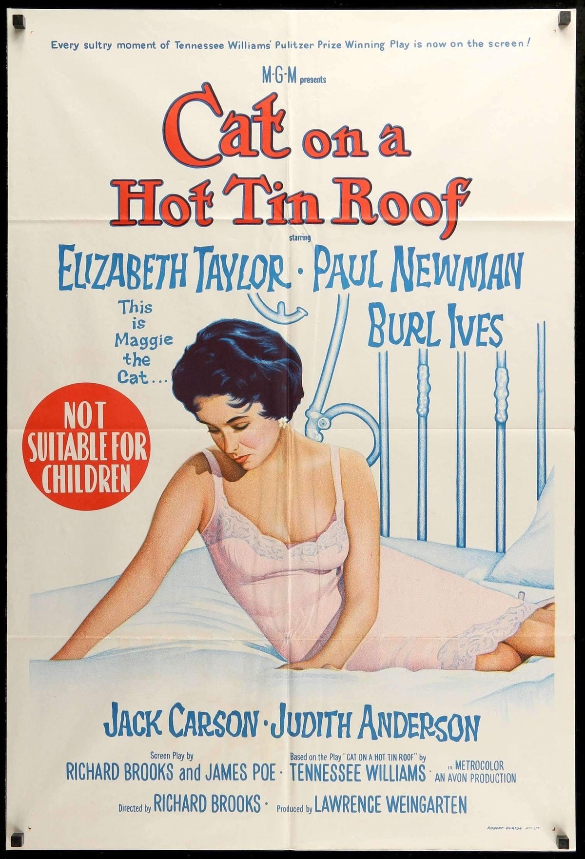 Cat on a Hot Tin Roof (1958) original movie poster for sale at Original Film Art