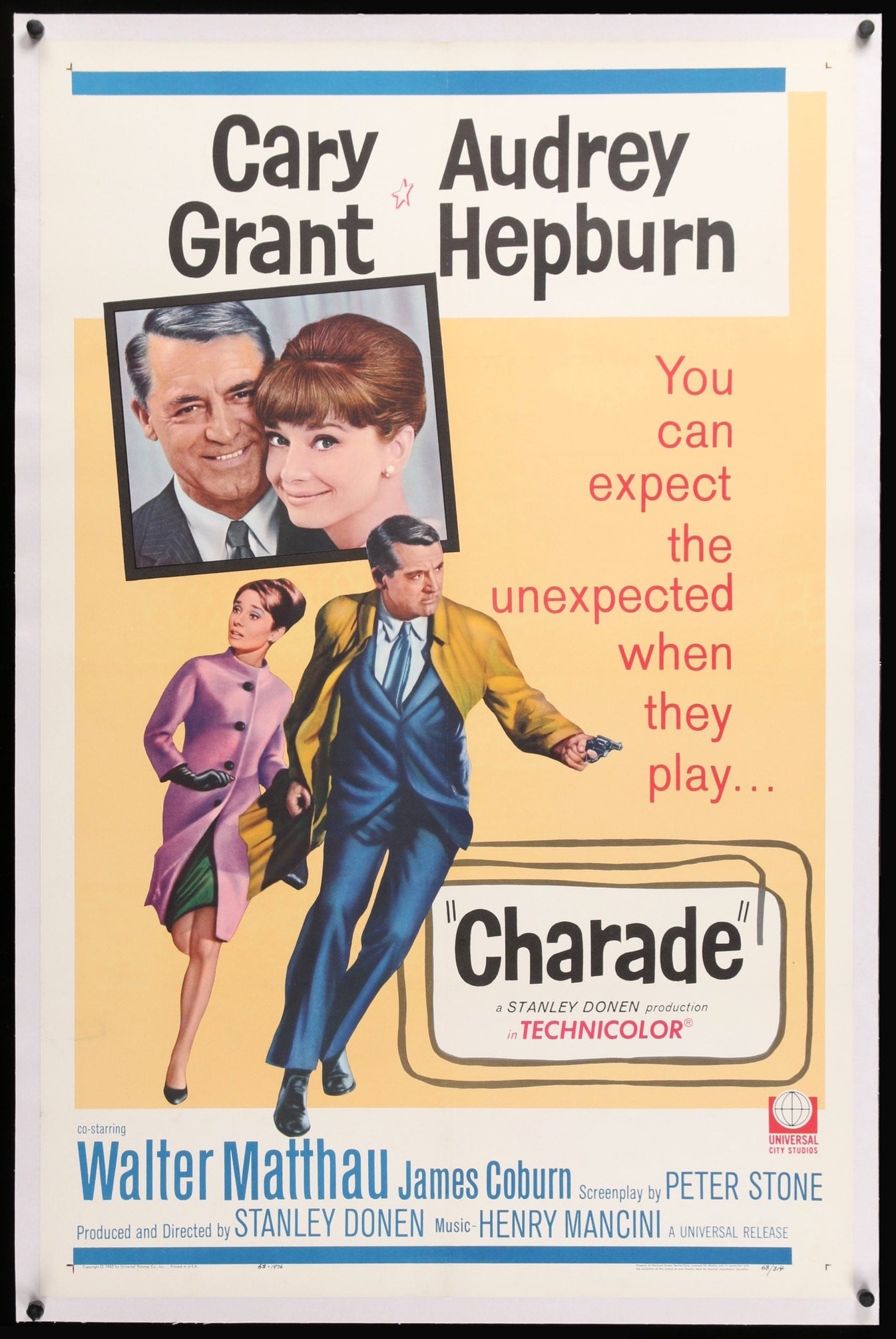 Charade (1963) Original One-Sheet Movie Poster - Original Film Art -  Vintage Movie Posters