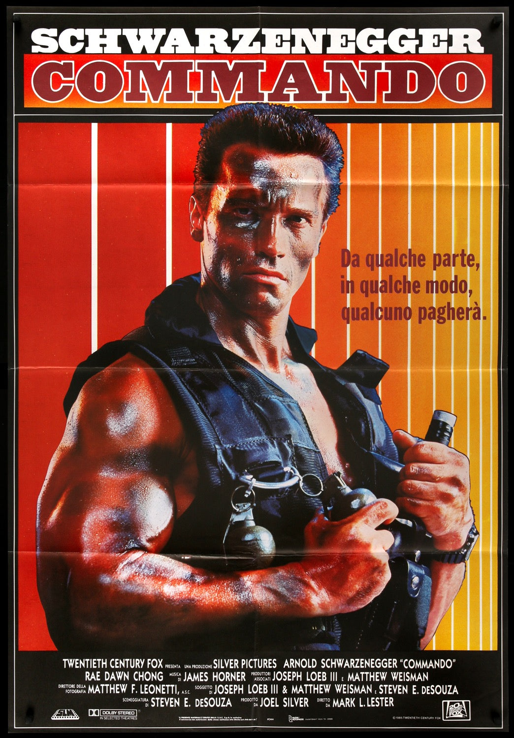 Commando (1985) Original Italian 2 Fogli Theatrical Movie Poster - Original  Film Art - Vintage Movie Posters