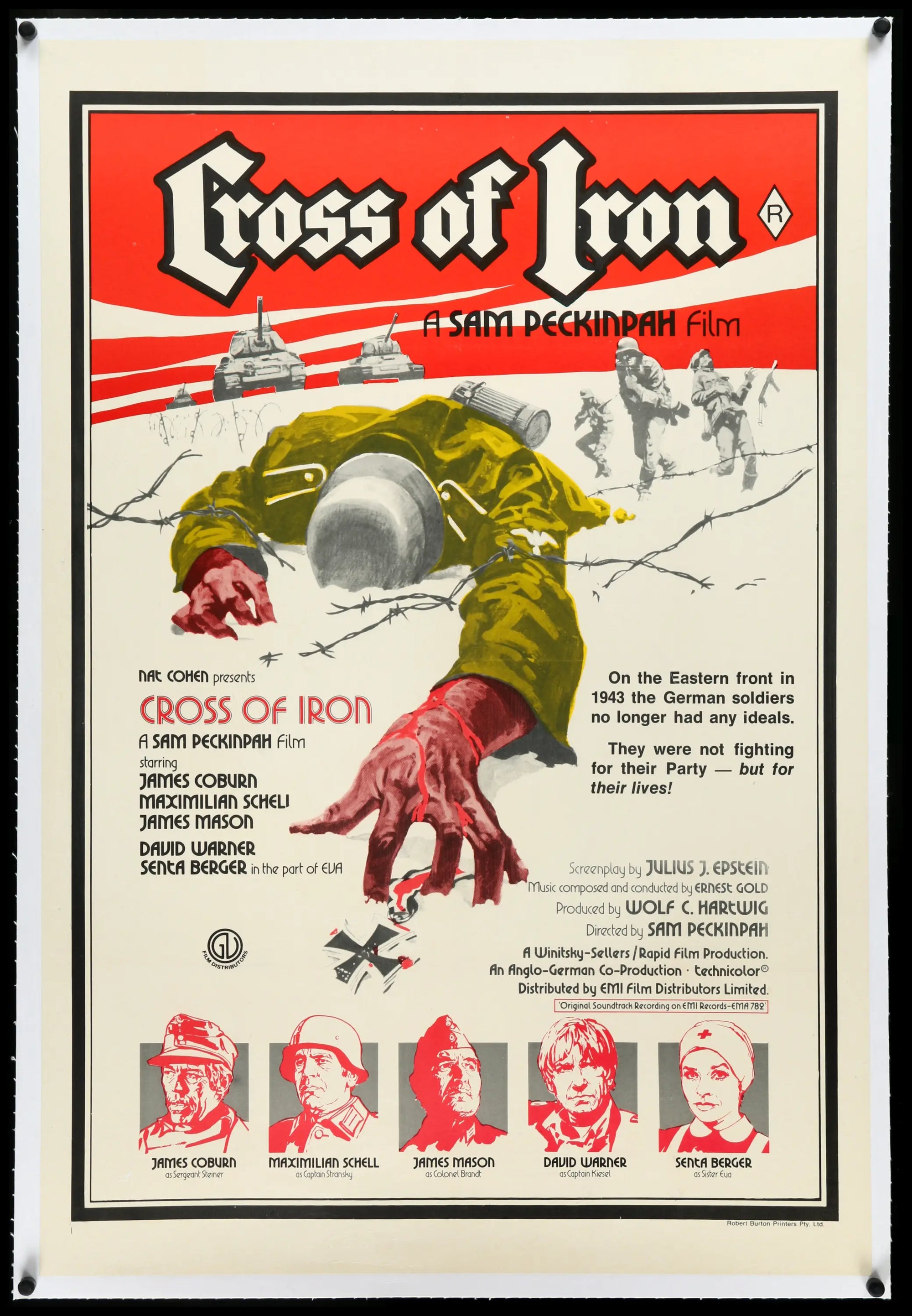 Cross of Iron (1977) Australian One-Sheet Movie Poster - Original Film Art - Vintage Movie Posters