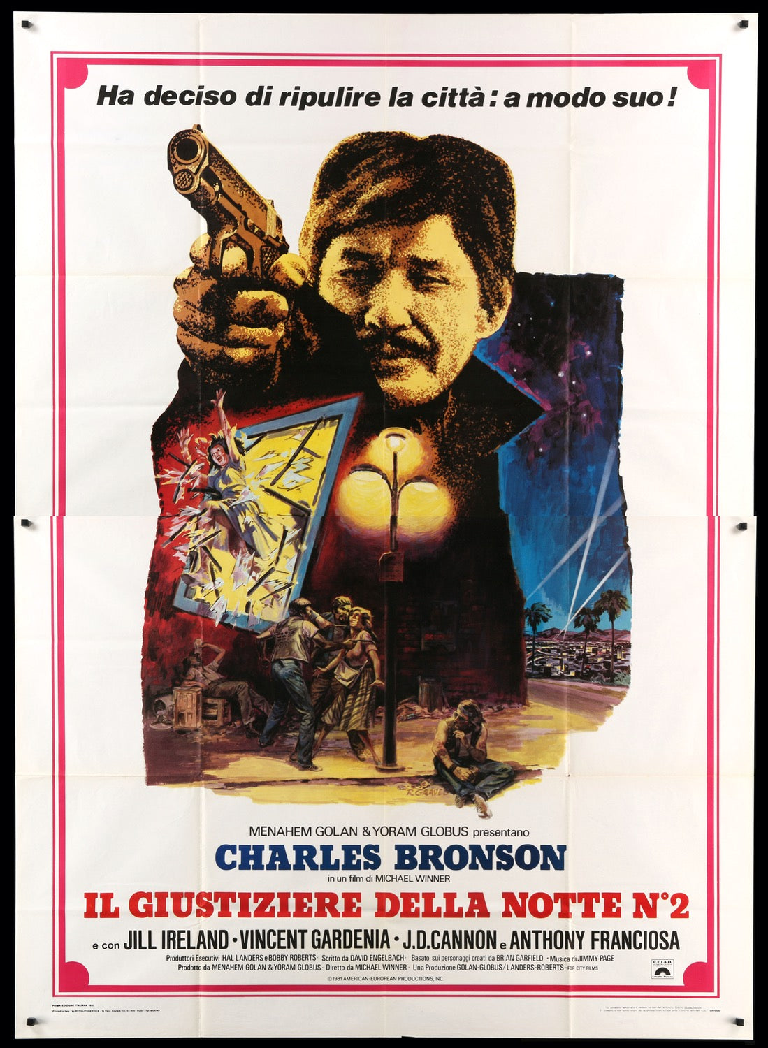 ロサンゼルス　DEATH WISH Ⅱ USオリジナル映画ポスター Death Wish II (1982) Original Italian 4 Fogli Movie Poster