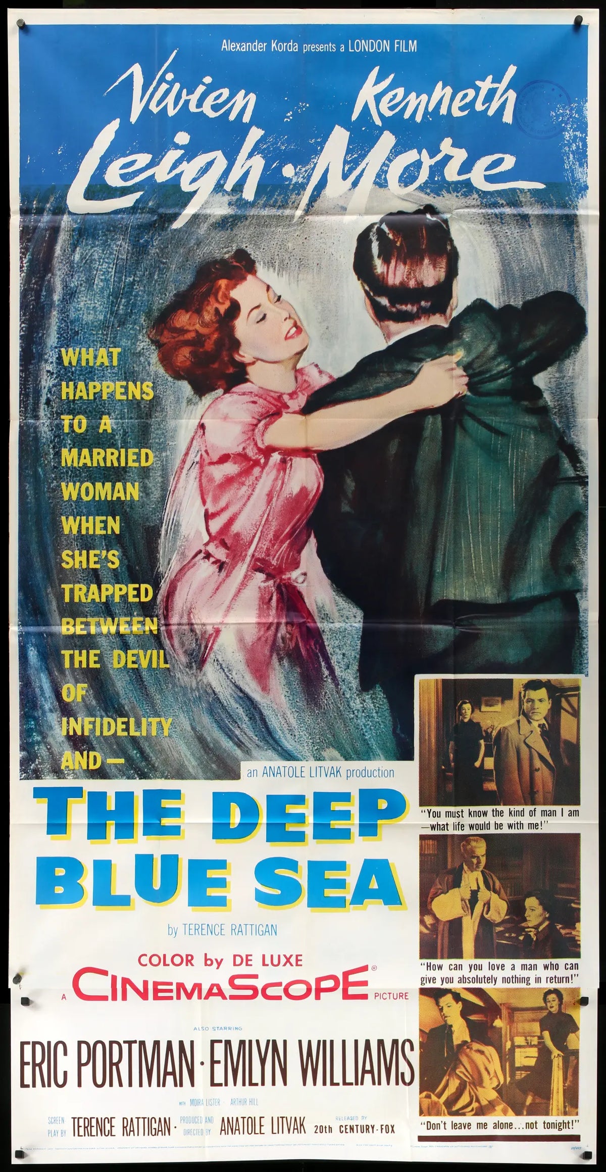 The Deep Blue Sea (1955) Original Three-Sheet Movie Poster - Original ...
