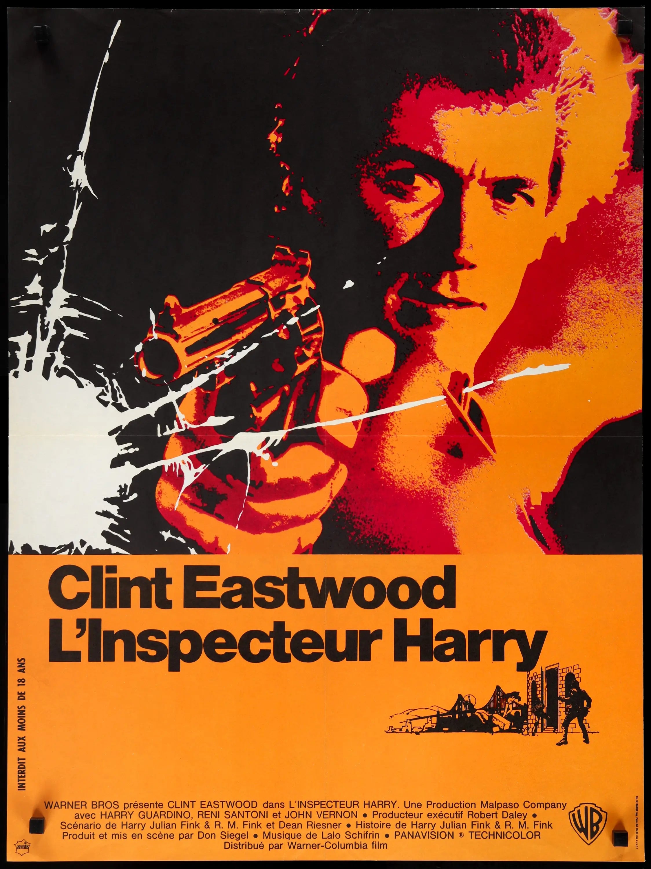 Dirty Harry (1971) Original French Moyenne Movie Poster - Original Film Art  - Vintage Movie Posters