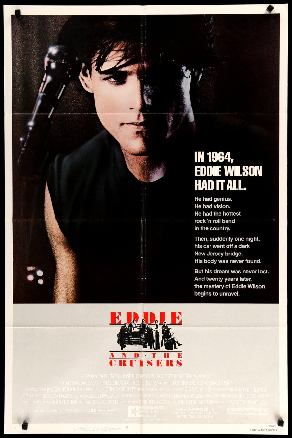 Eddie and the Cruisers (1983) original movie poster for sale at Original Film Art - Vintage Movie Posters