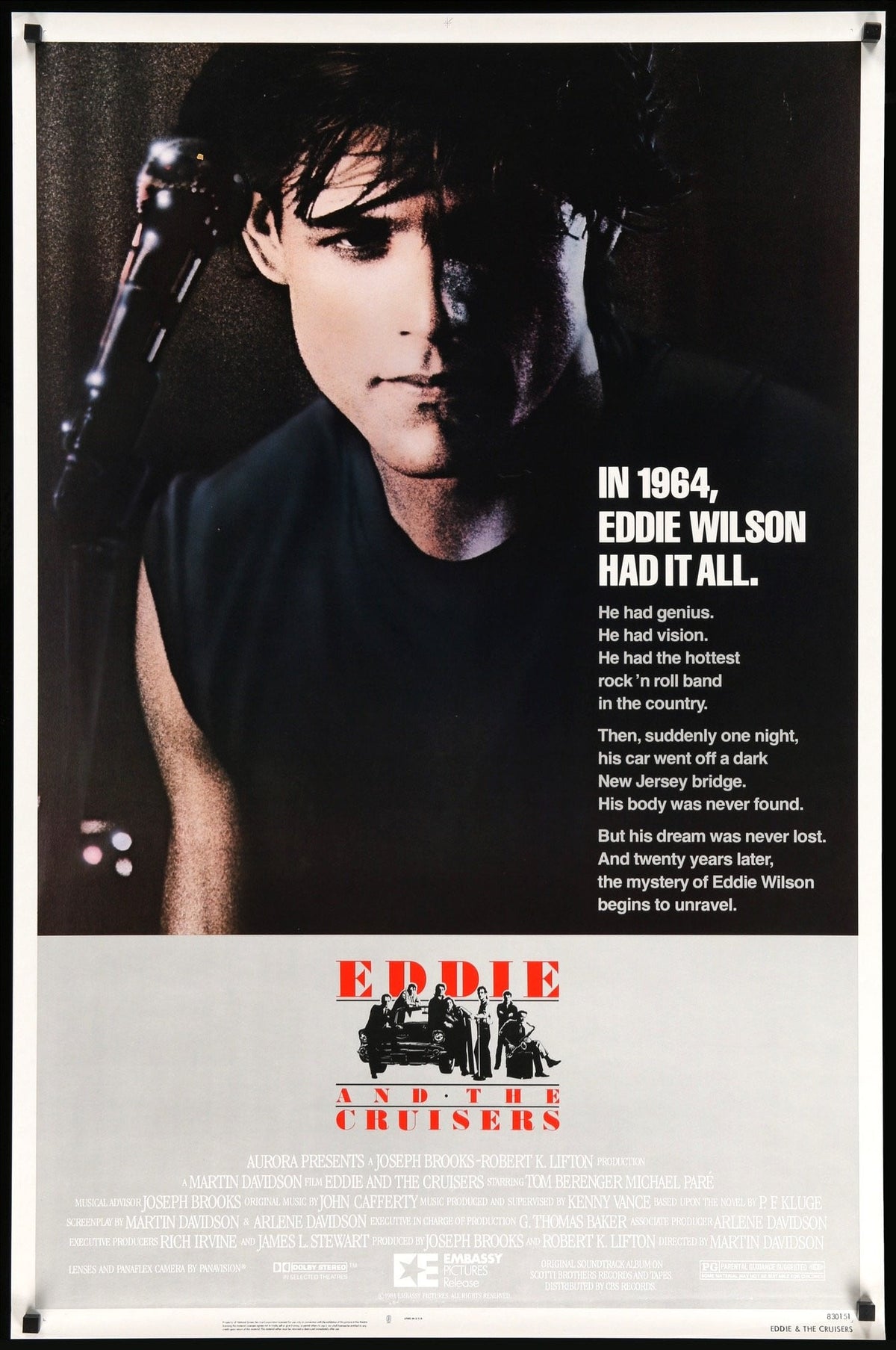 Eddie and the Cruisers (1983) original movie poster for sale at Original Film Art - Vintage Movie Posters