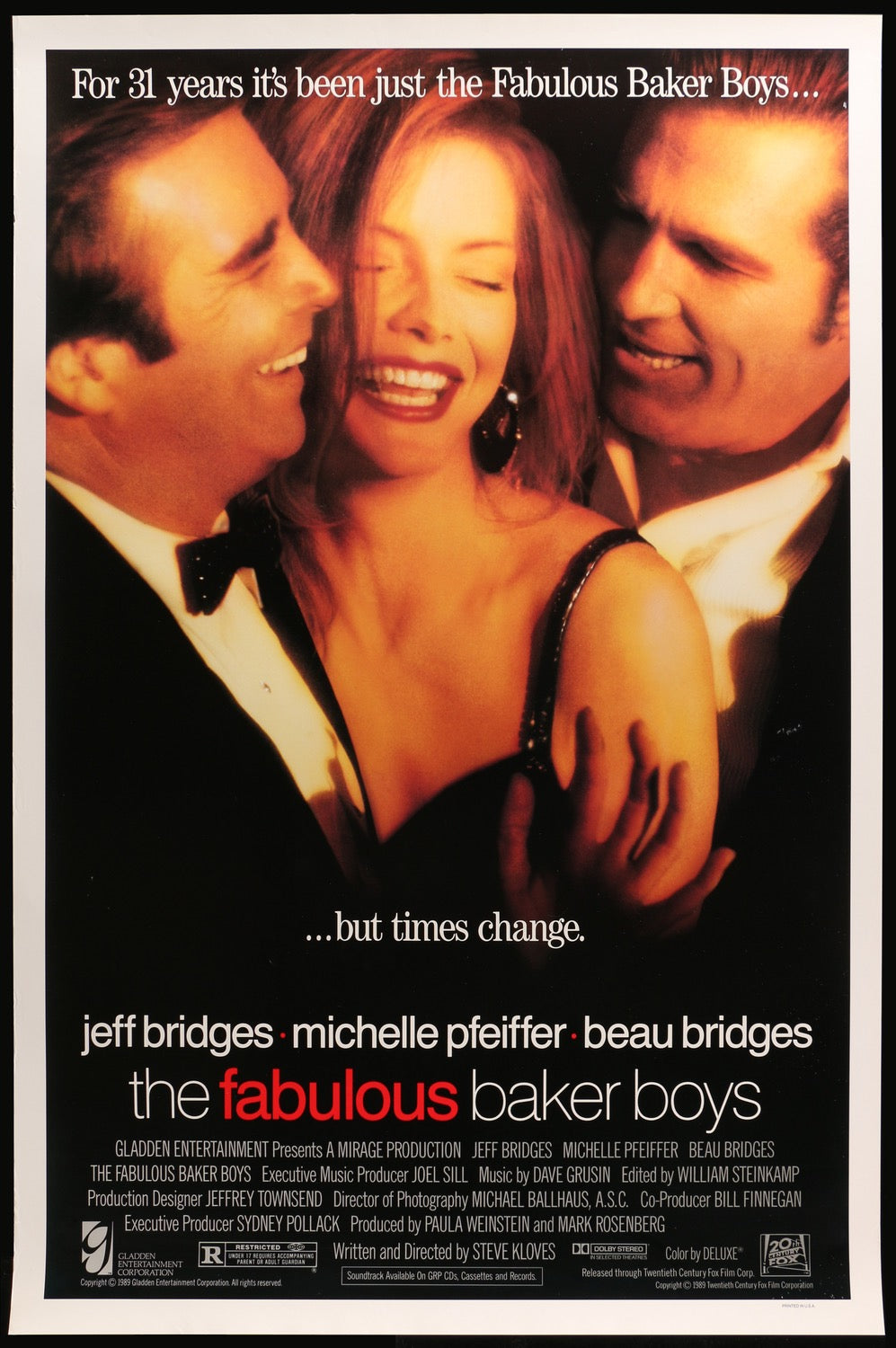 Fabulous Baker Boys (1989) original movie poster for sale at Original Film Art - Vintage Movie Posters