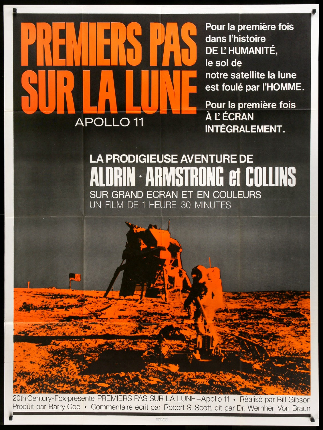 月球上的足迹(1969) 原版法国大电影海报- Original Film Art - Vintage Movie Posters