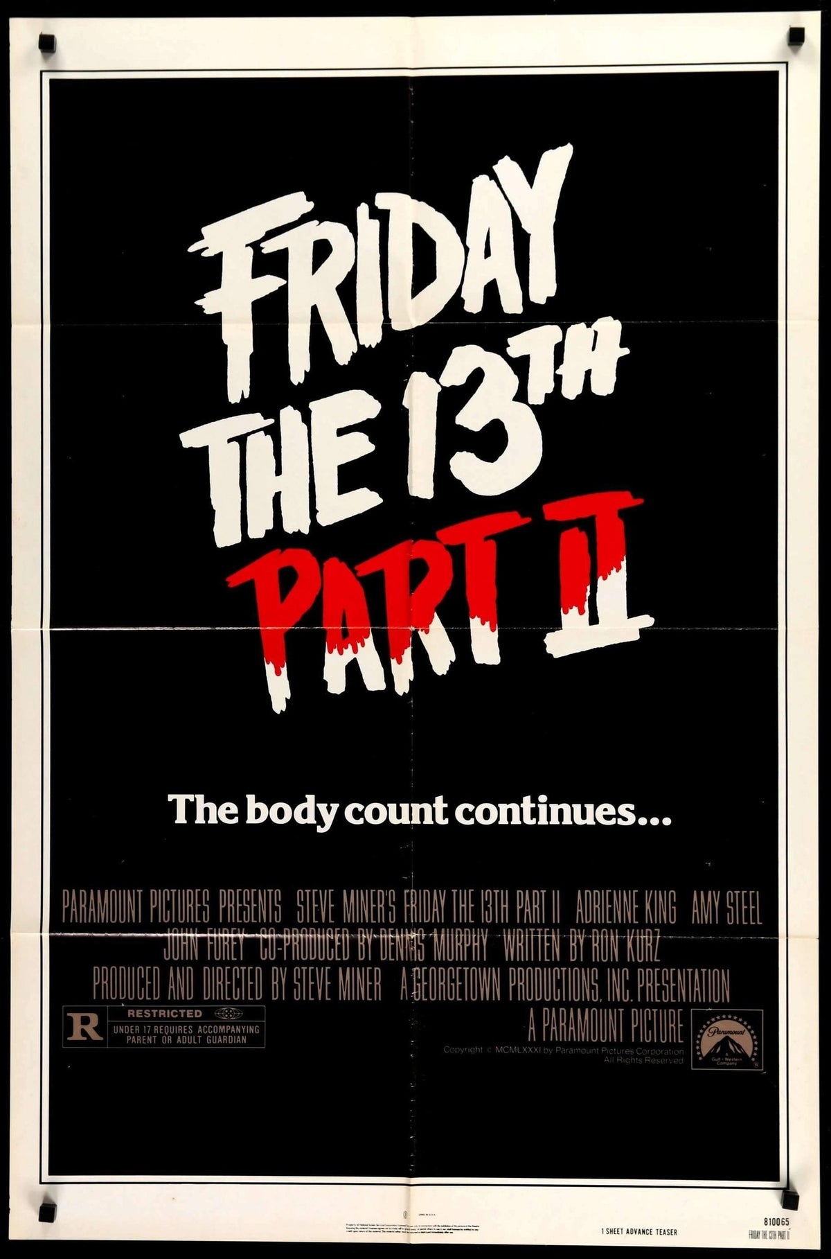Friday the 13th Part 2 (1981) original movie poster for sale at Original Film Art