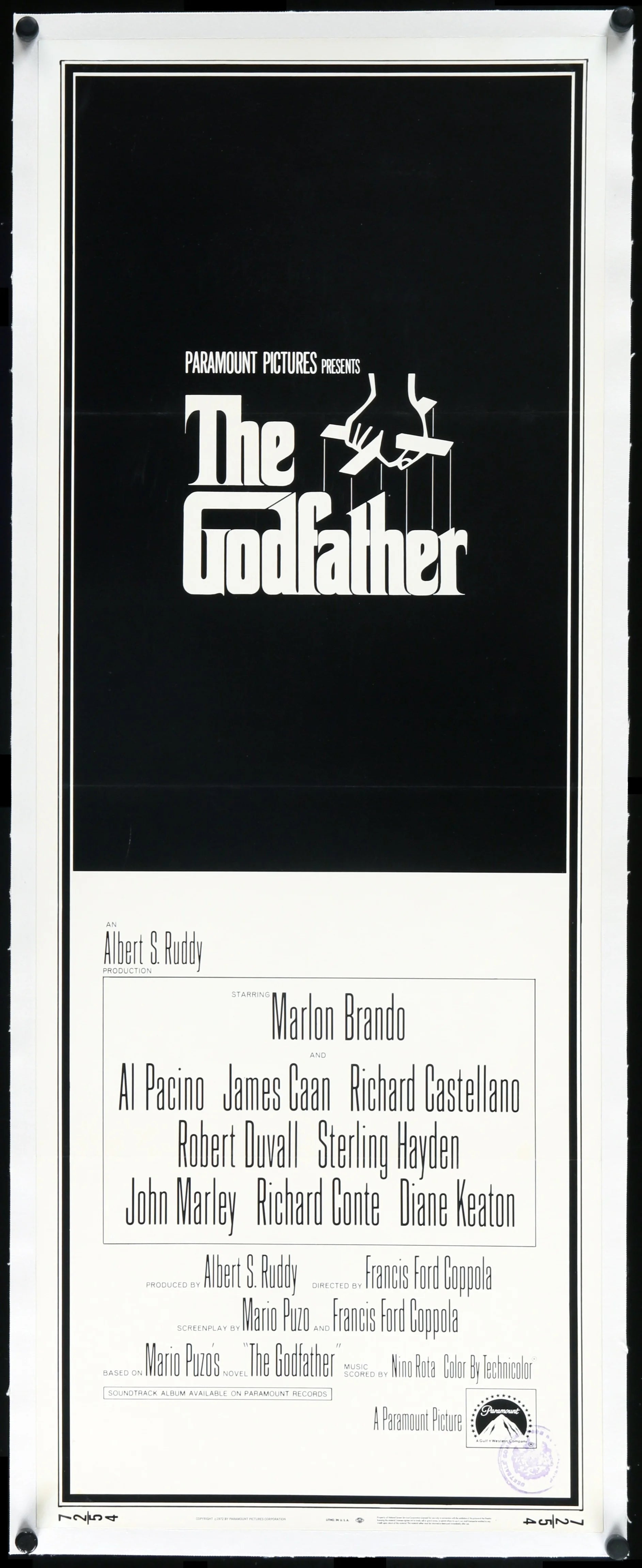 The Godfather (1972) Original Insert Movie Poster - Original Film