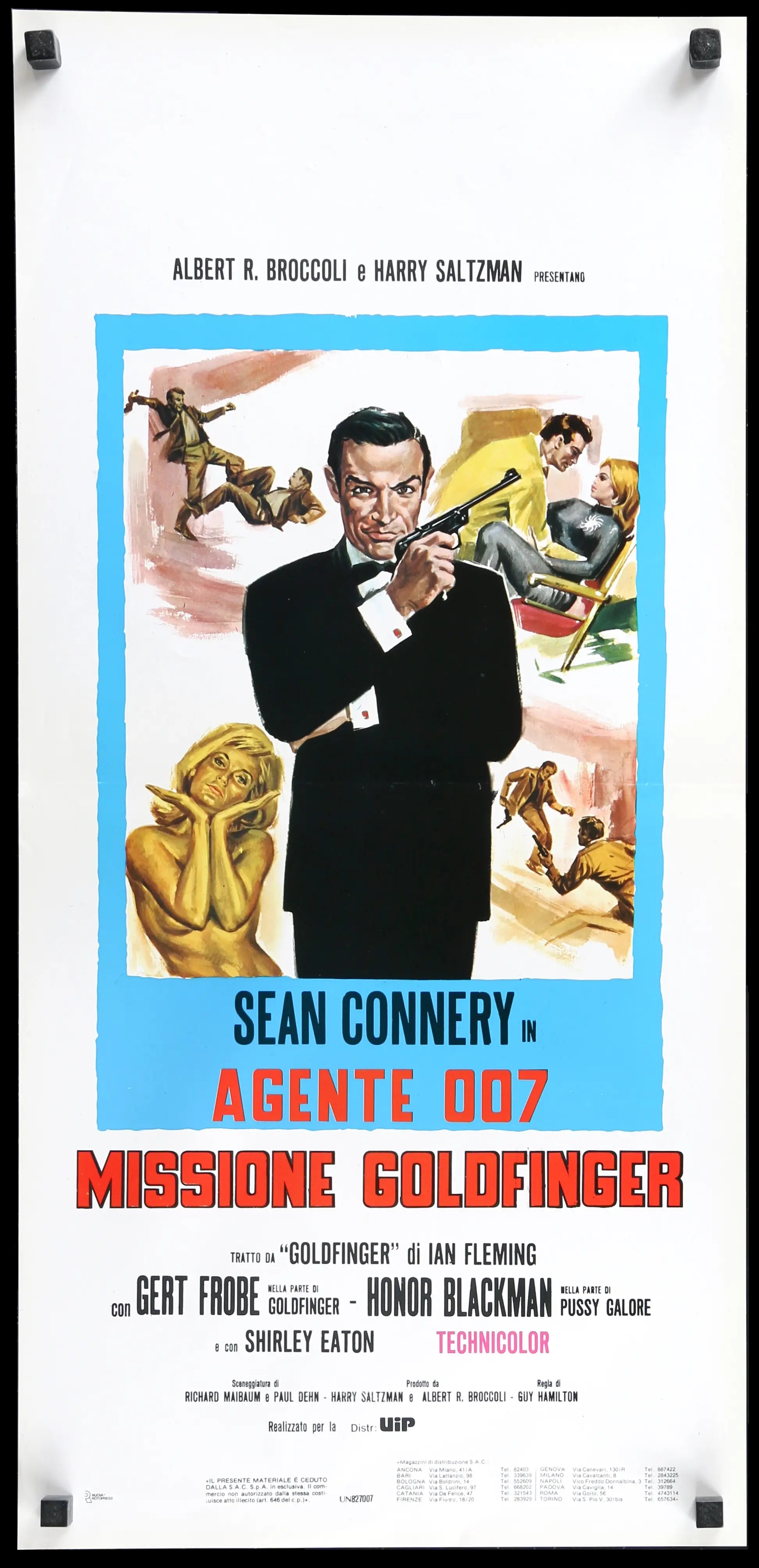 Goldfinger (1964) Original R1980s Italian Locandina Movie Poster - Original  Film Art - Vintage Movie Posters