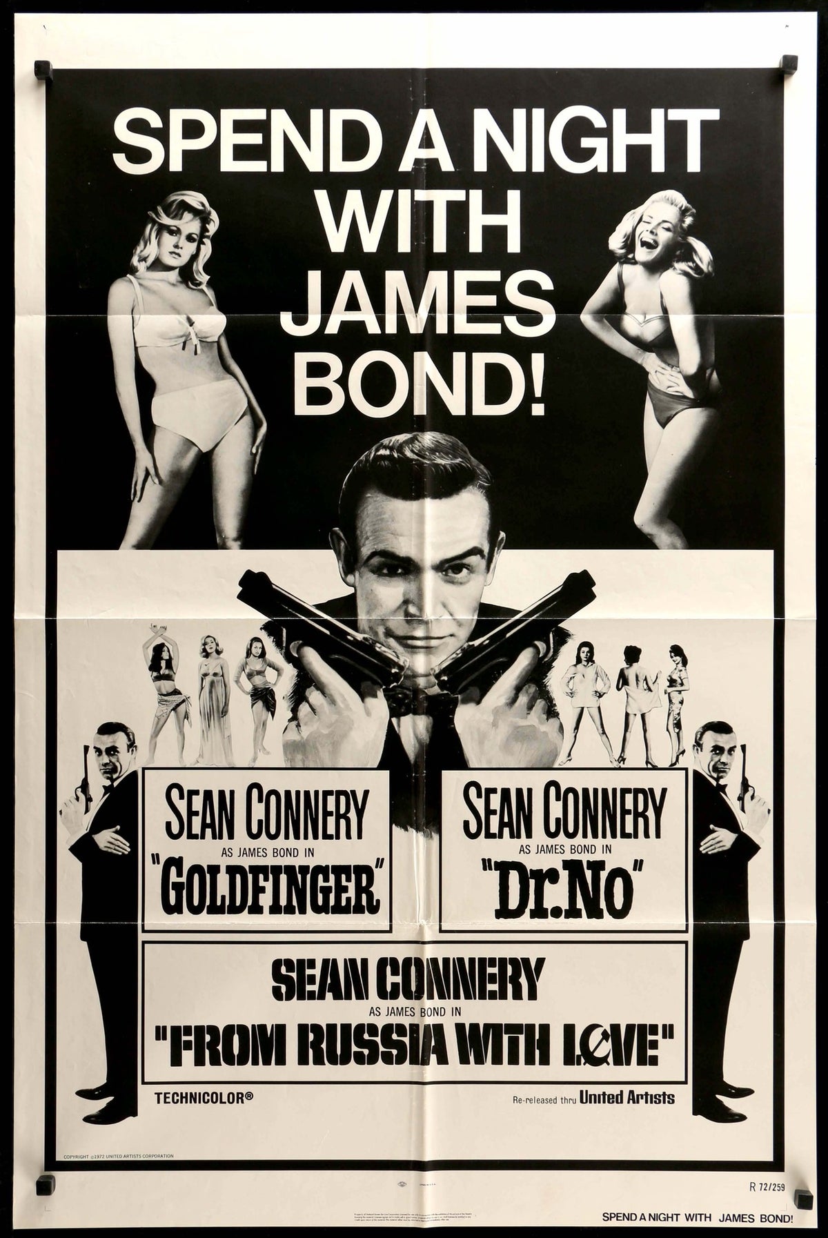 Spend a Night with James Bond (1972) Triple Feature original movie poster for sale at Original Film Art
