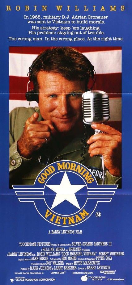 Good Morning, Vietnam (1987) original movie poster for sale at Original Film Art - Vintage Movie Posters