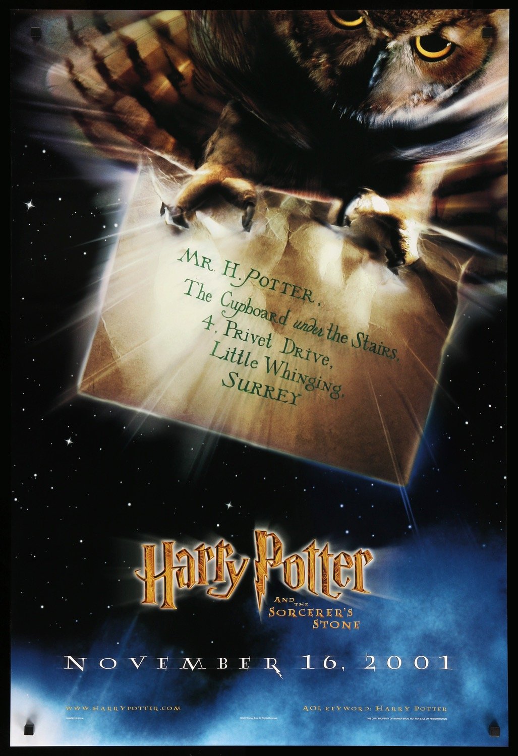 Harry Potter & the Sorcerer's Stone (2001) One Sheet Movie Poster -  Original Film Art - Vintage Movie Posters