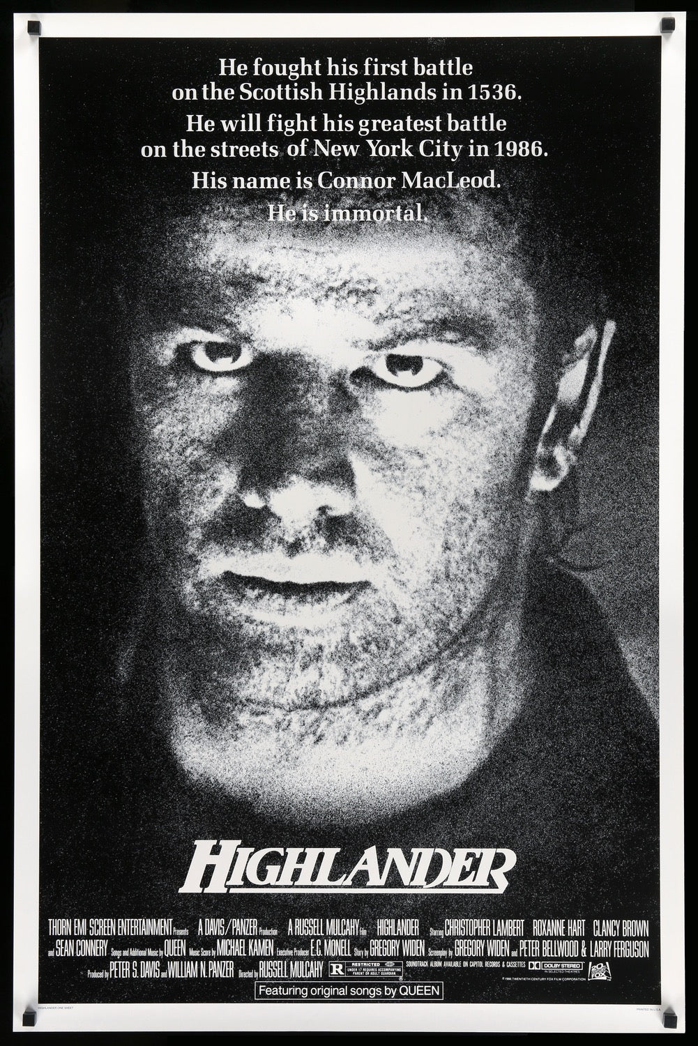 Highlander (1986) original movie poster for sale at Original Film Art