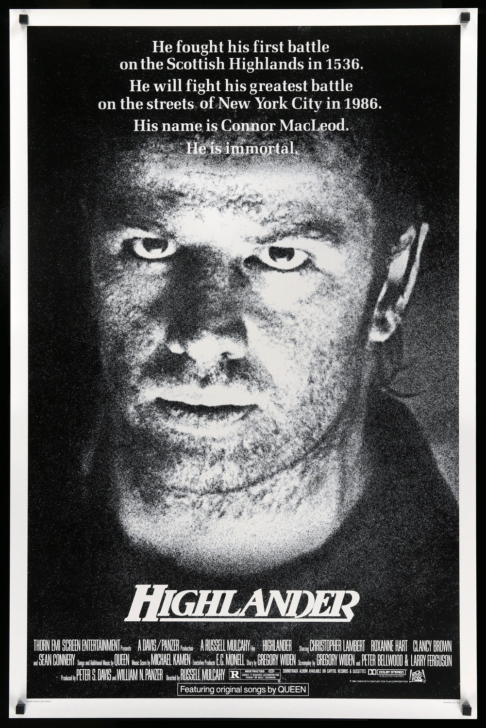 Highlander (1986) original movie poster for sale at Original Film Art - Vintage Movie Posters